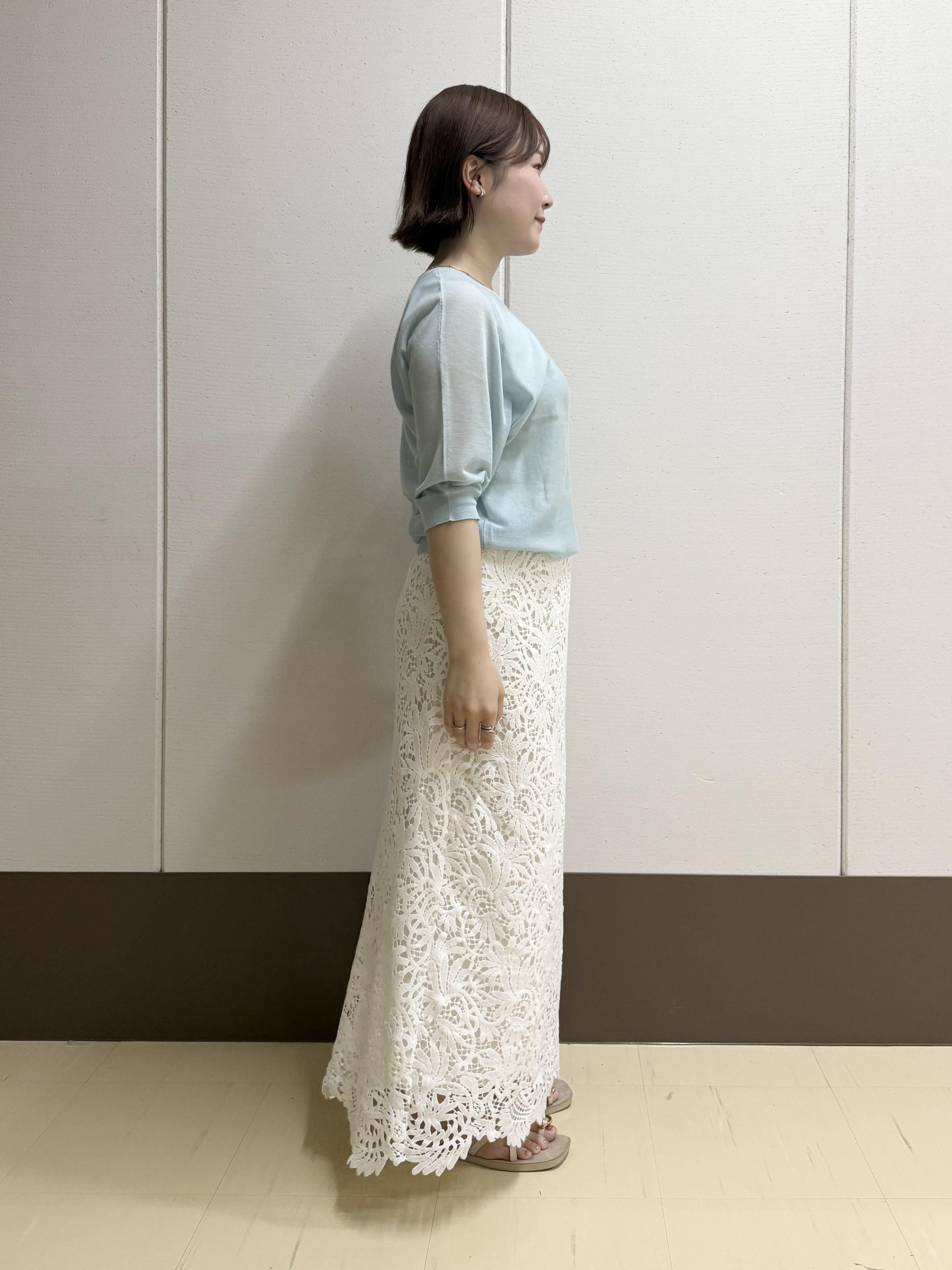 Rikoさんの「INDIVI｜【体型カバー／洗える】シアードルマンニット」を使ったコーディネート