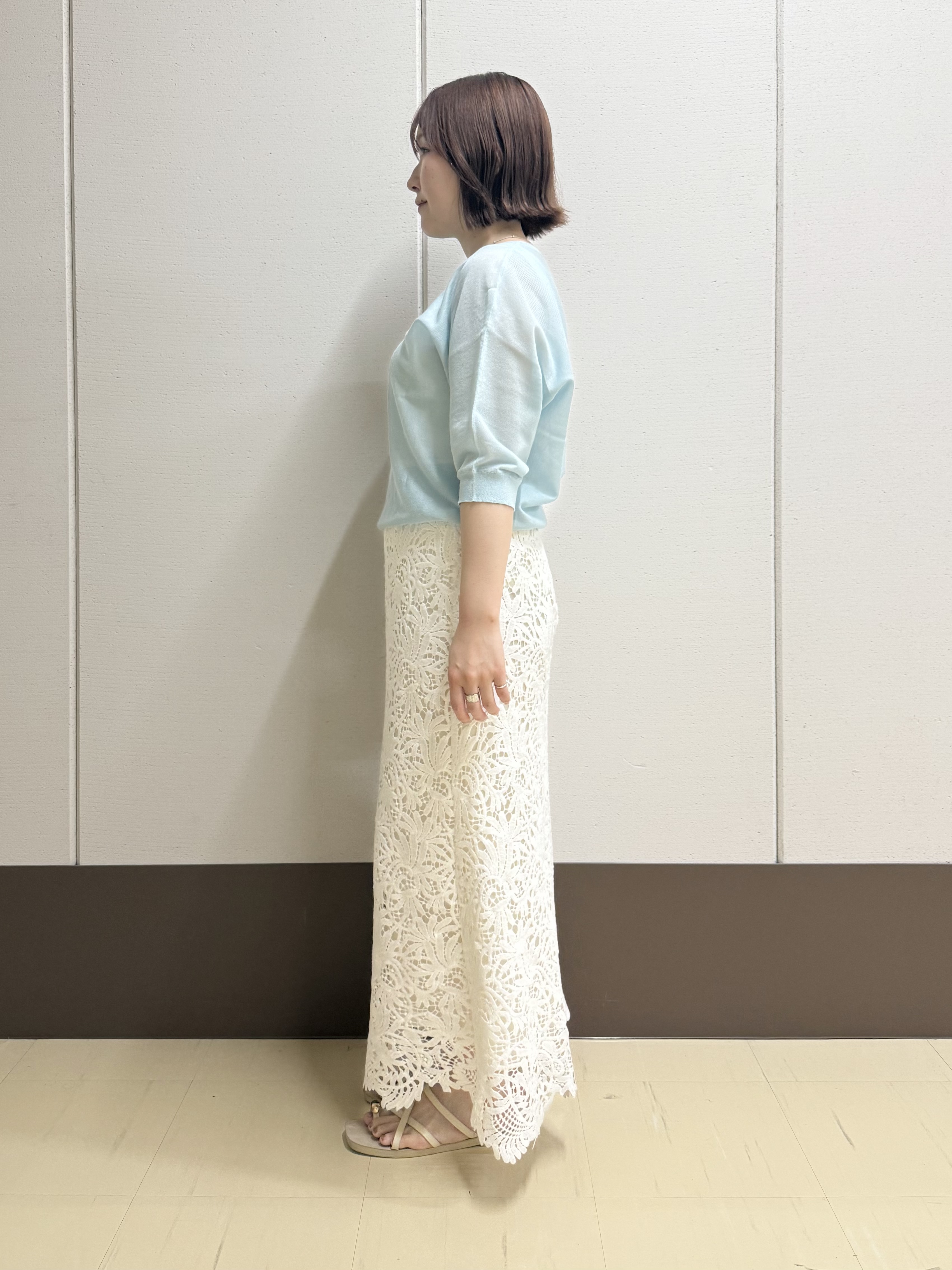 Rikoさんの「INDIVI｜【体型カバー／洗える】シアードルマンニット」を使ったコーディネート