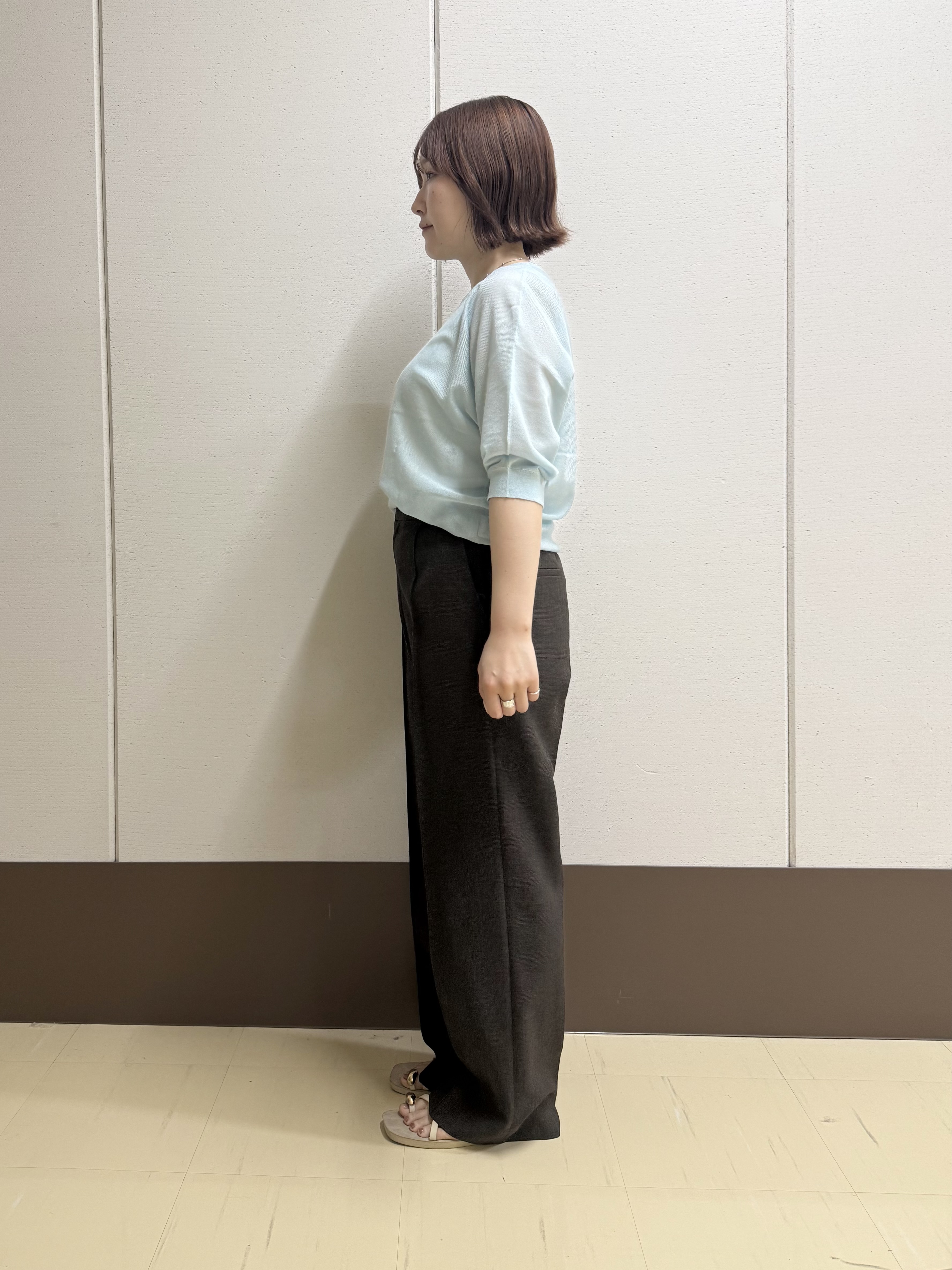 Rikoさんの「INDIVI｜【体型カバー／洗える】シアードルマンニット」を使ったコーディネート