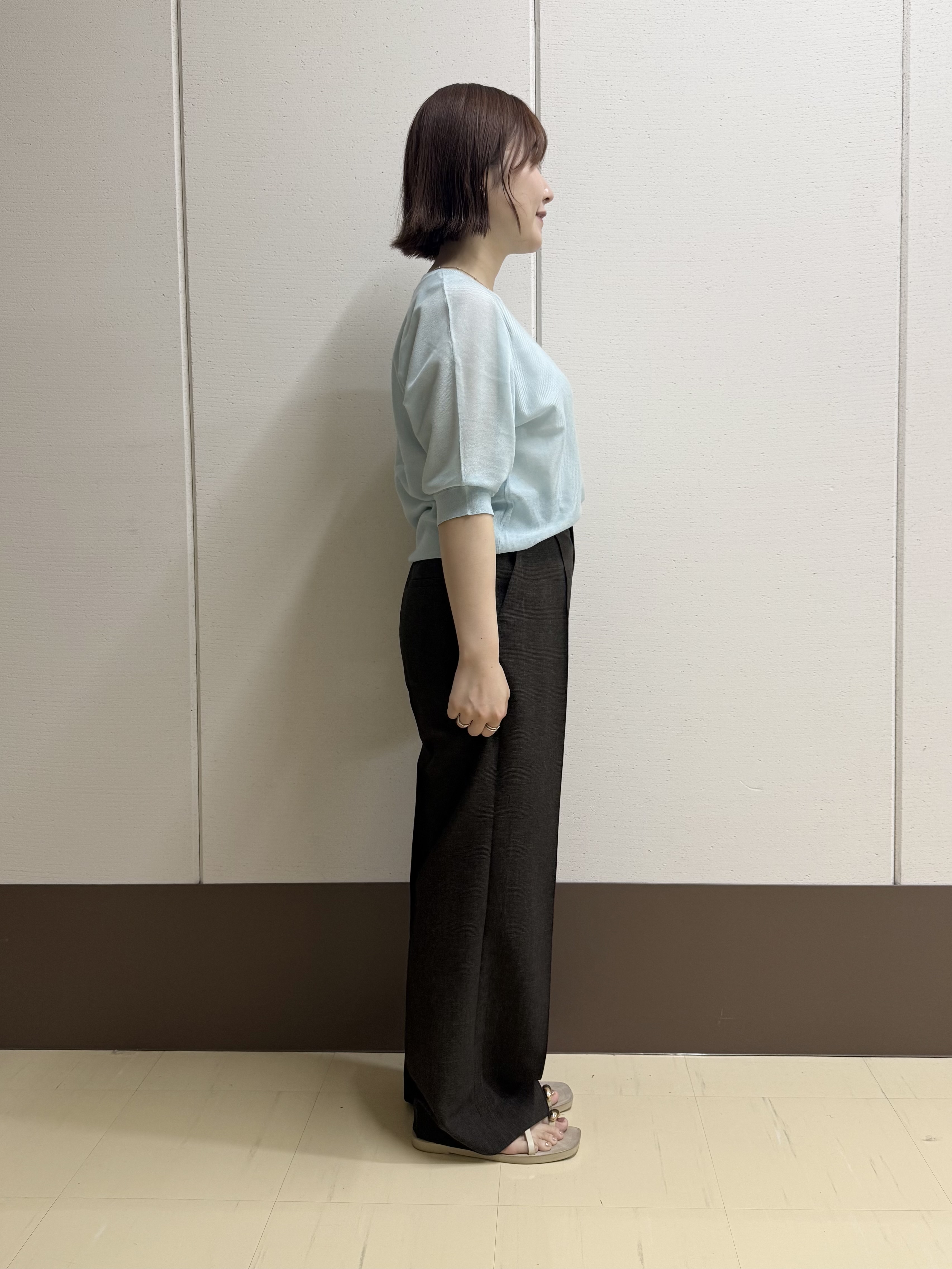 Rikoさんの「INDIVI｜【体型カバー／洗える】シアードルマンニット」を使ったコーディネート
