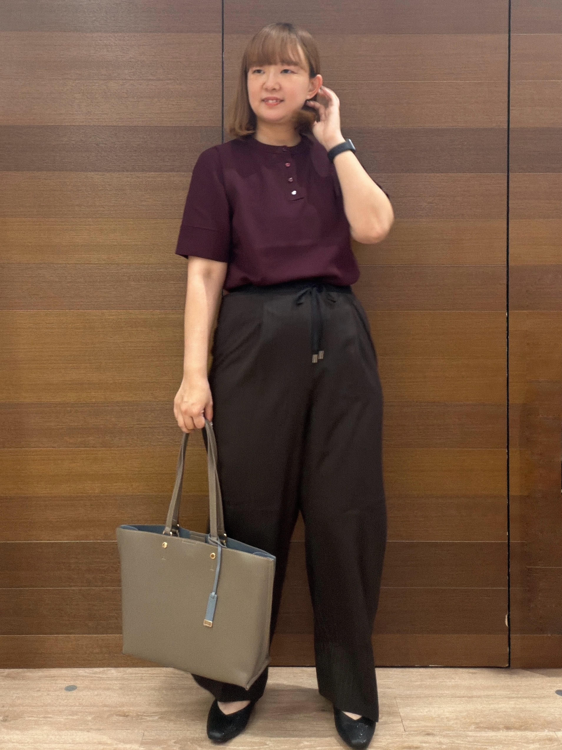 yumeさんの「OPAQUE.CLIP｜【森絵梨佳さん着用】2WAY衿ドッキングニット《洗濯機OK》」を使ったコーディネート
