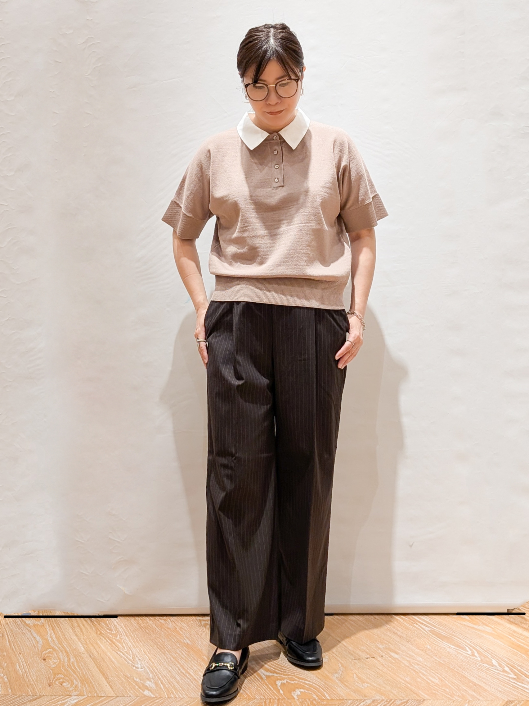 Shihoさんの「OPAQUE.CLIP｜【森絵梨佳さん着用】2WAY衿ドッキングニット《洗濯機OK》」を使ったコーディネート