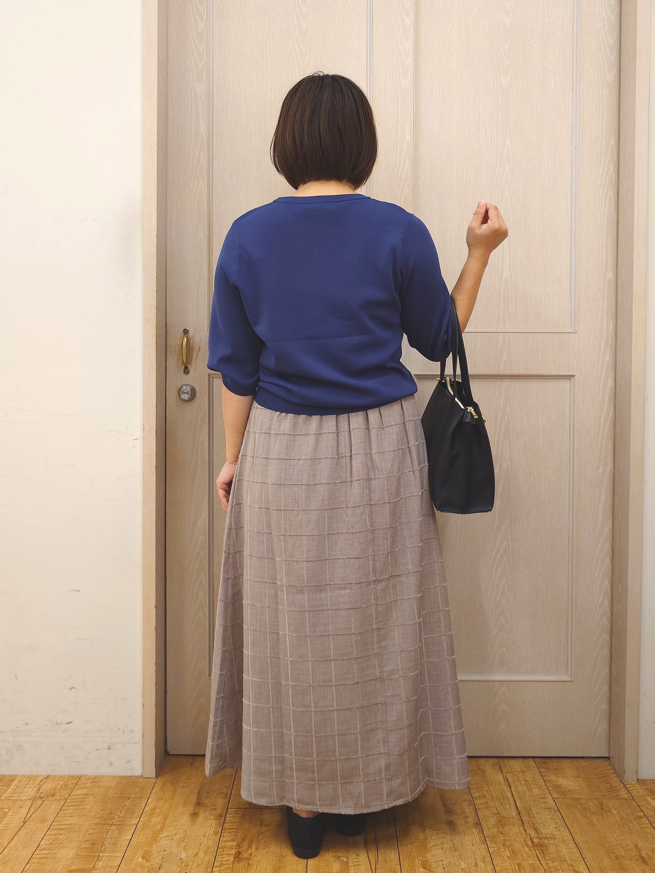 とろろさんの「SHOO･LA･RUE｜【ガンガン洗える/毛玉になりにくい】二の腕見せない 5分袖ニット」を使ったコーディネート