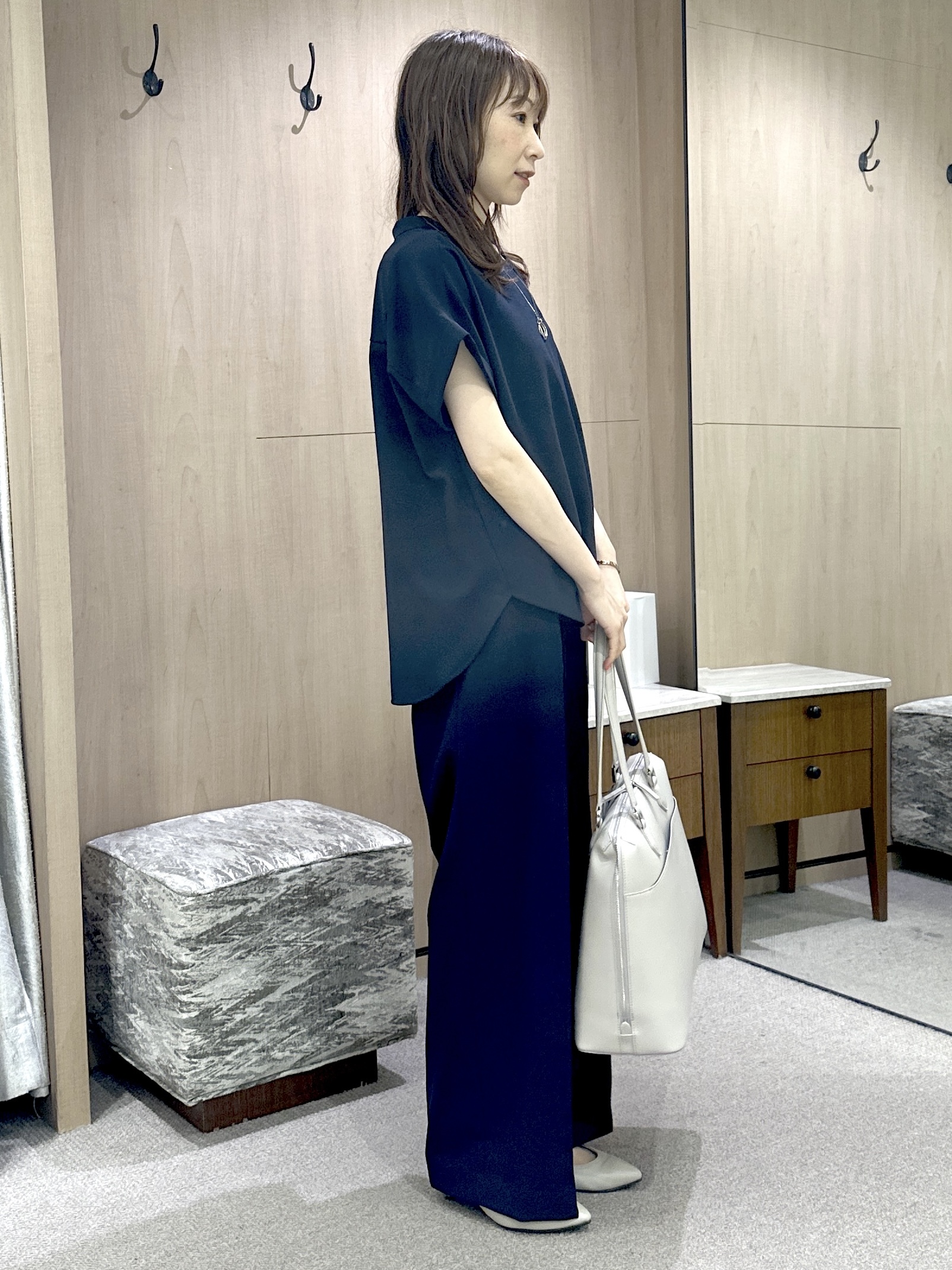 Miwaさんの「UNTITLED｜【秋の通勤羽織/セットアップ可/UVカット】エアリークール半袖ジャケット」を使ったコーディネート