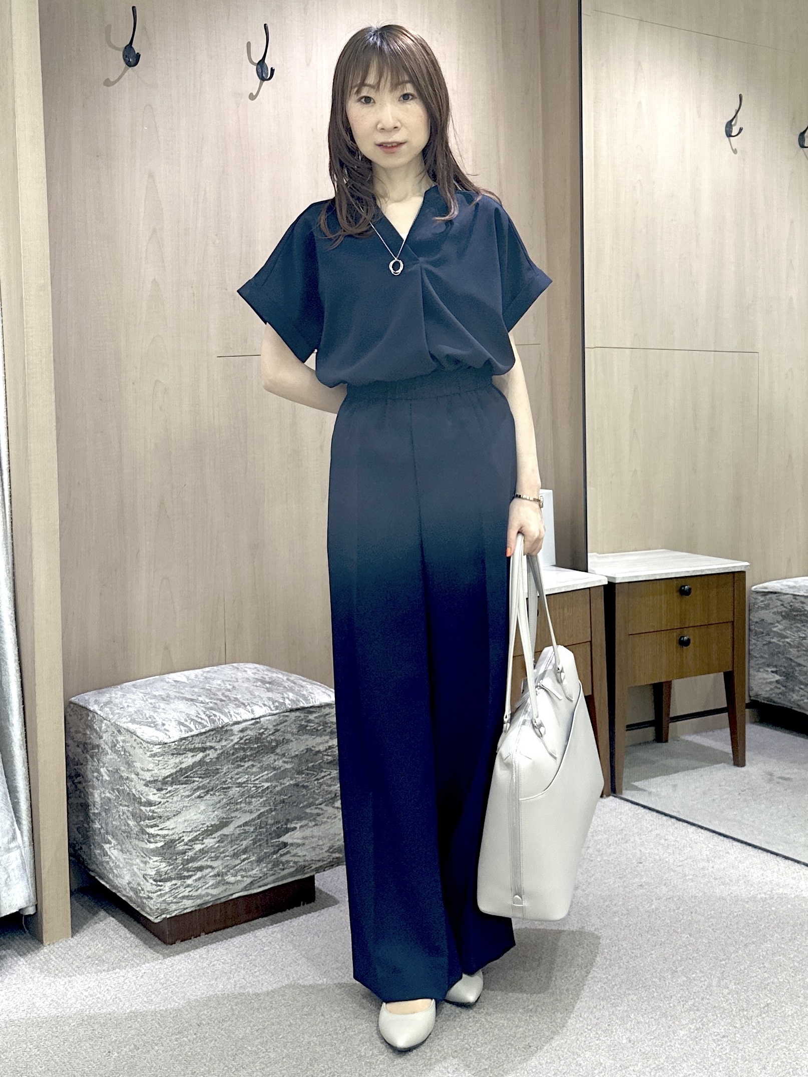 Miwaさんの「UNTITLED｜【秋の通勤羽織/セットアップ可/UVカット】エアリークール半袖ジャケット」を使ったコーディネート