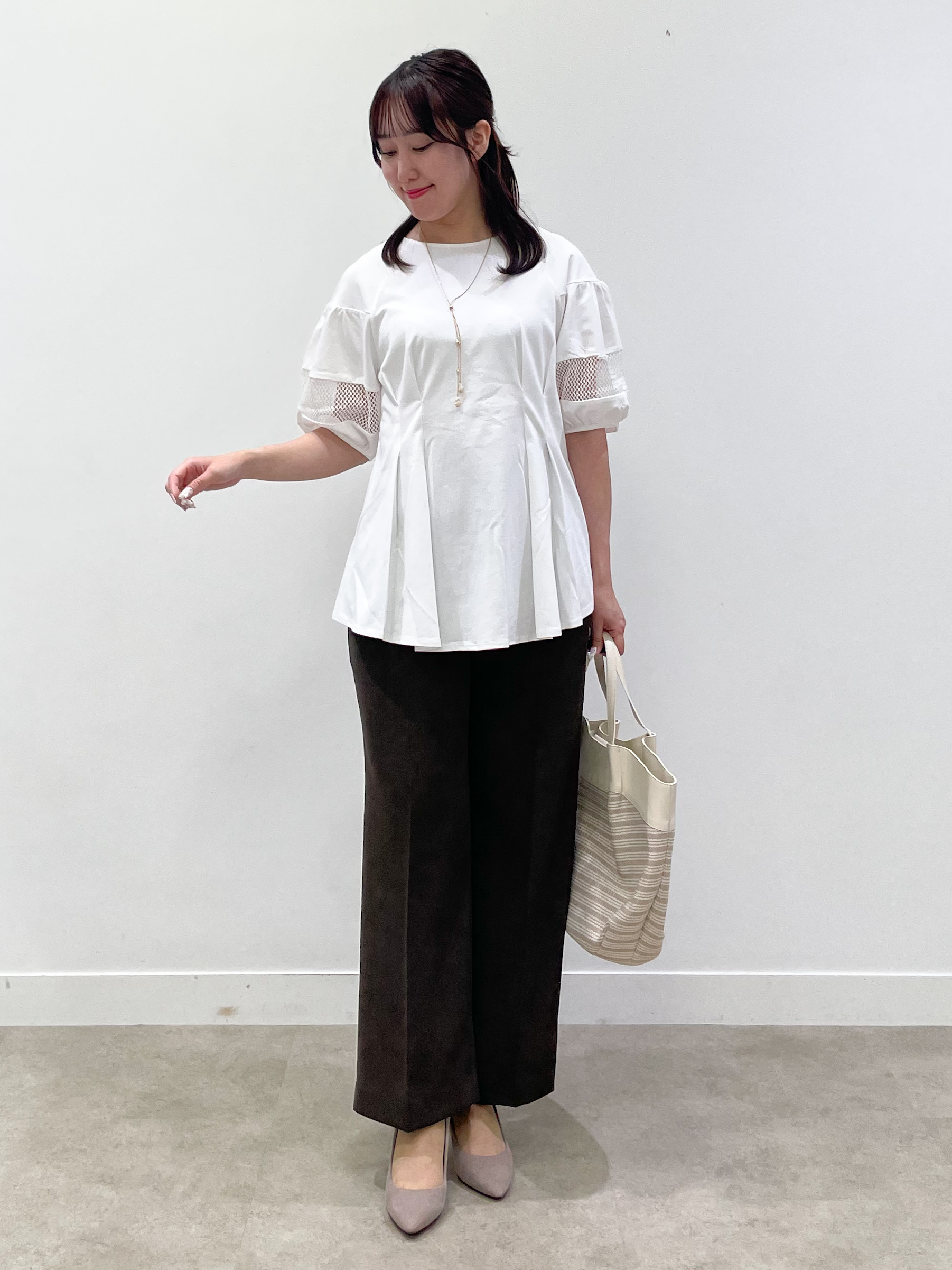 yukariさんの「Reflect｜メッシュ切り替えスリーブトップス」を使ったコーディネート