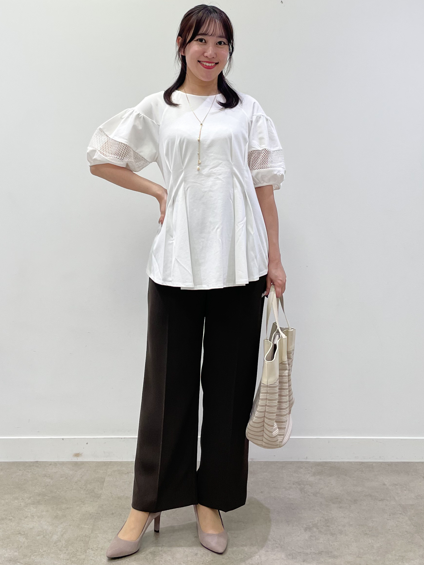 yukariさんの「Reflect｜メッシュ切り替えスリーブトップス」を使ったコーディネート