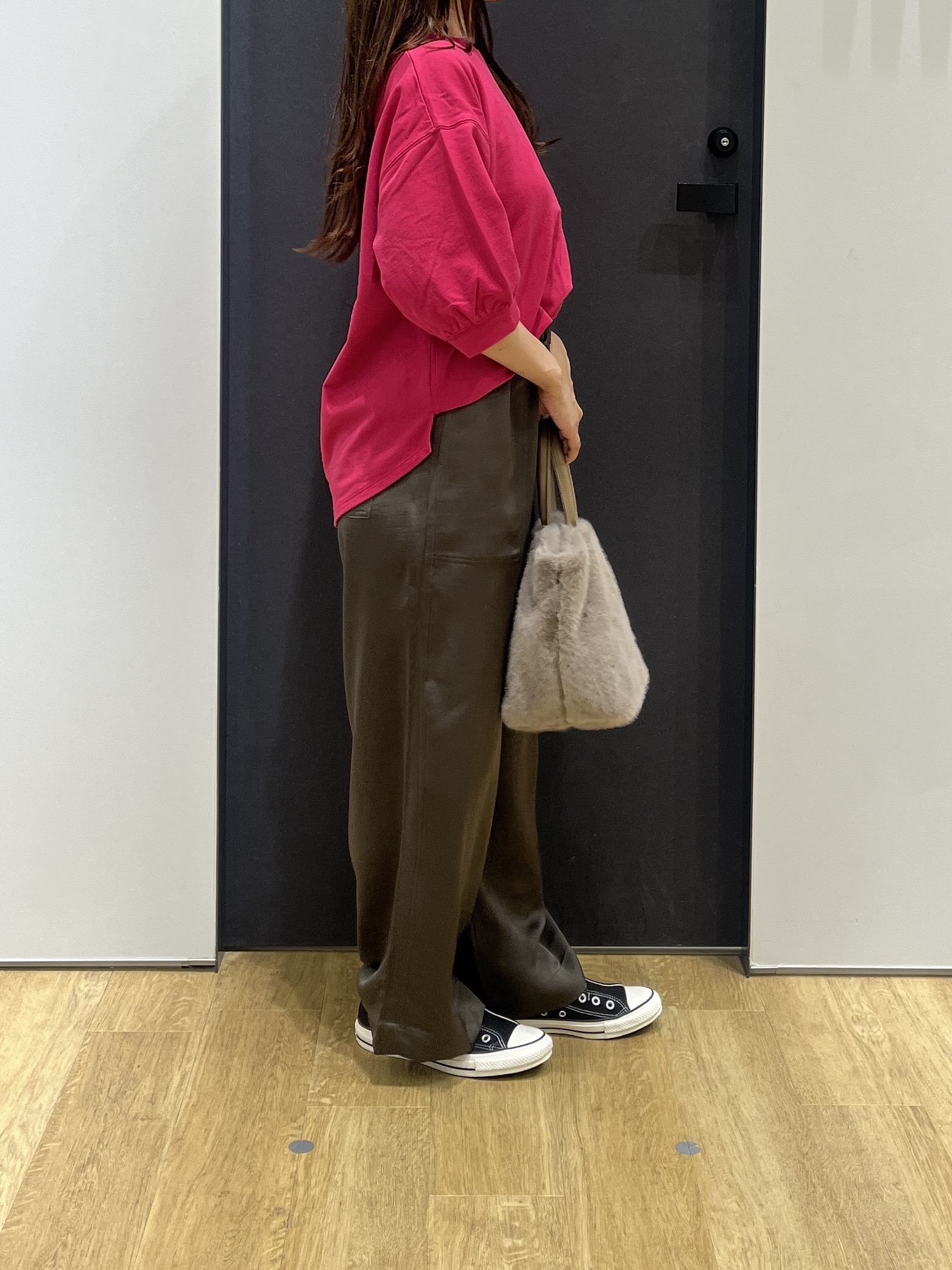 Minaさんの「Dessin｜【高レビュー/洗える/XS-L】バックヘンリーミニ裏毛 5分袖」を使ったコーディネート