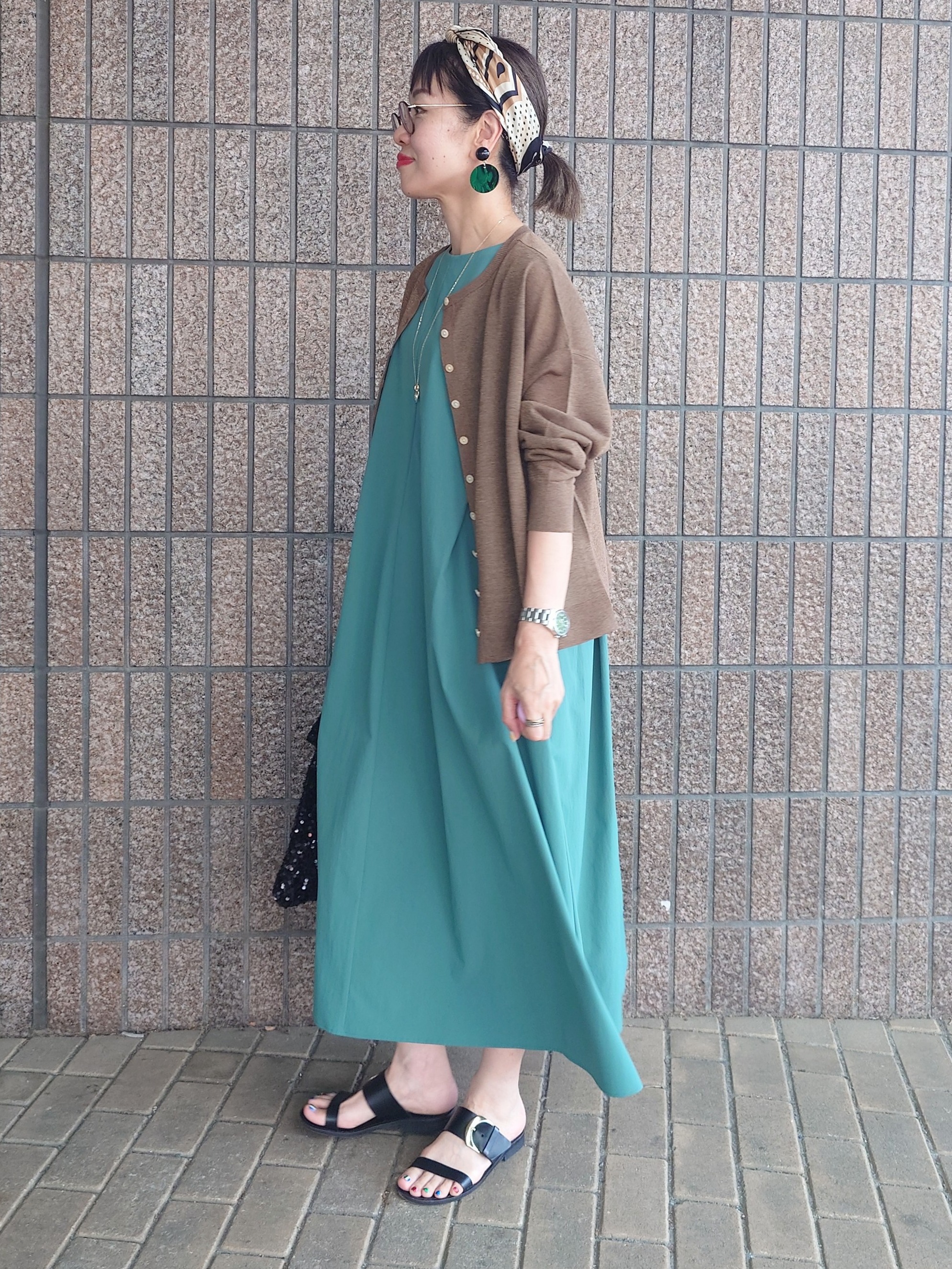 MUTSUKOさんの「UNTITLED｜【残暑も快適/接触冷感/UVカット/吸水速乾】Aラインロングワンピース」を使ったコーディネート
