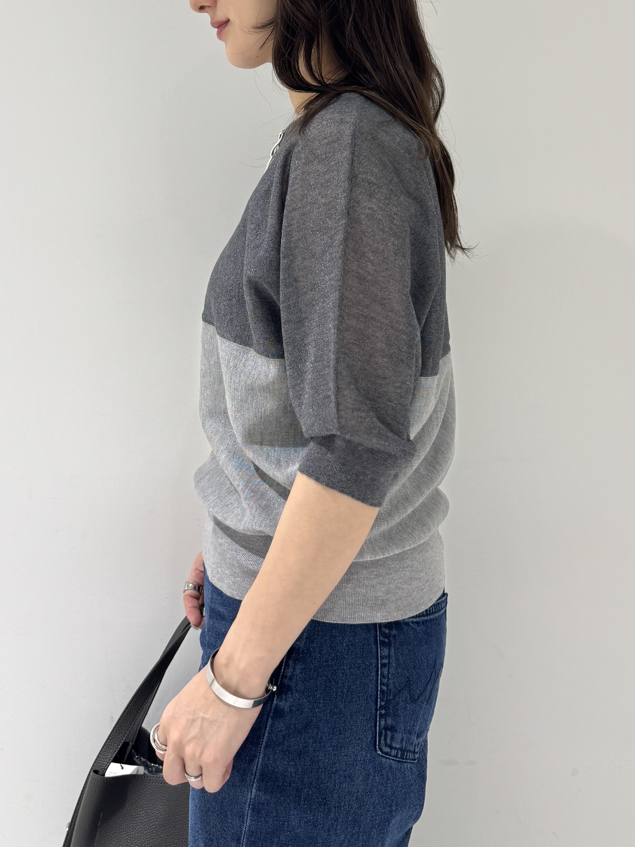 そんさんの「INDIVI｜【体型カバー／洗える】シアードルマンニット」を使ったコーディネート