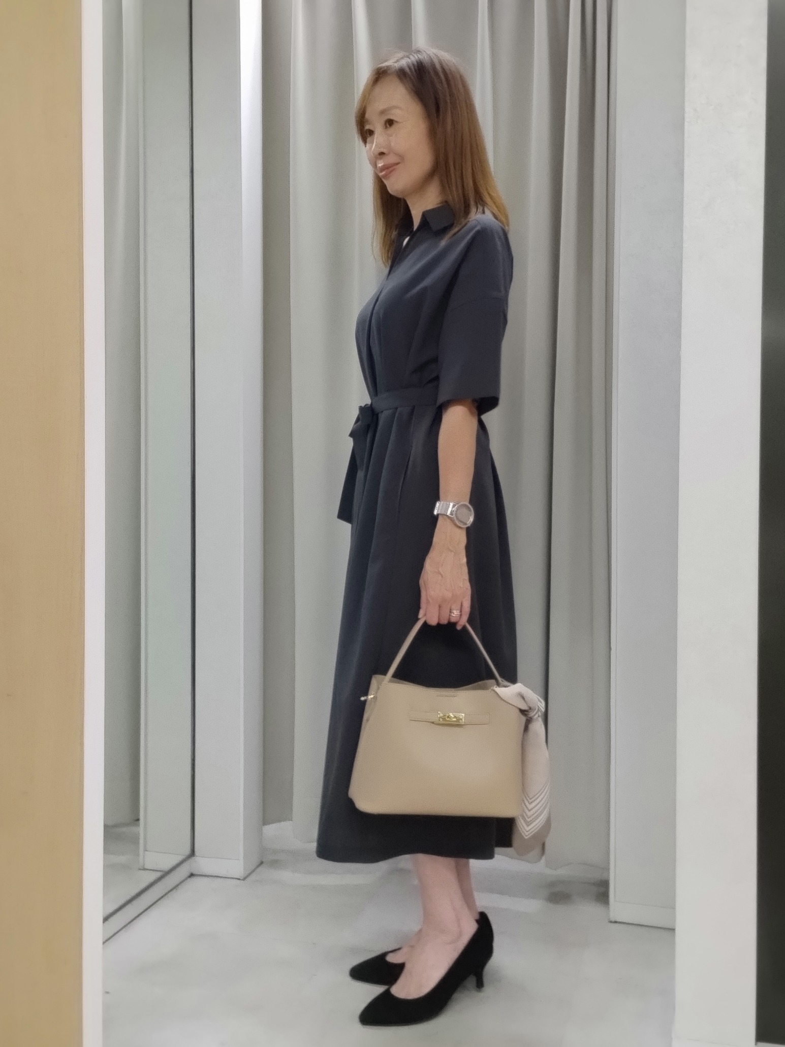 もりさんの「UNTITLED｜【初秋も活躍/UVカット/接触冷感】エアリークールワンピース」を使ったコーディネート