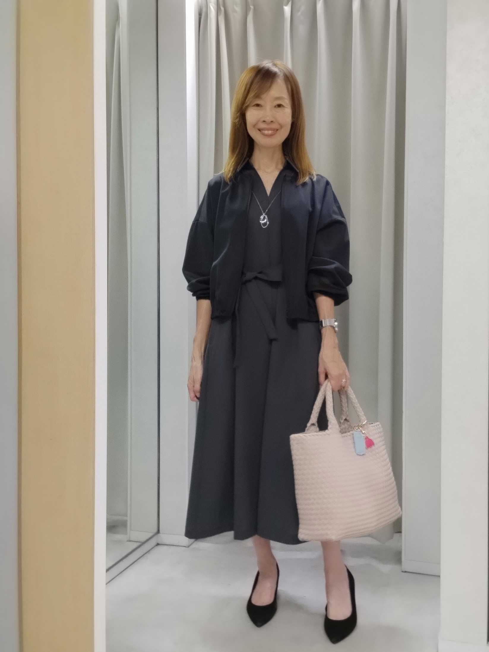 もりさんの「UNTITLED｜【初秋も活躍/UVカット/接触冷感】エアリークールワンピース」を使ったコーディネート