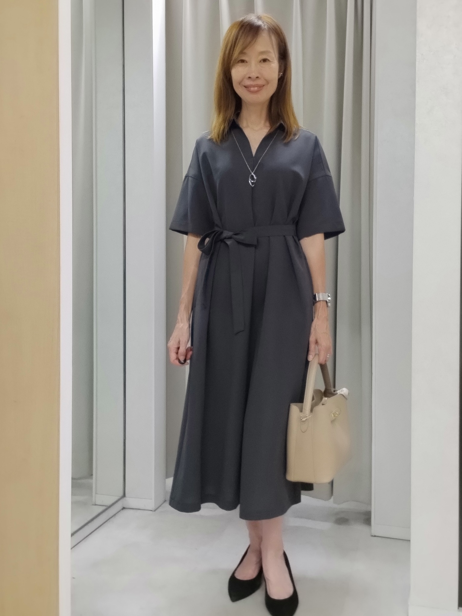 もりさんの「UNTITLED｜【初秋も活躍/UVカット/接触冷感】エアリークールワンピース」を使ったコーディネート