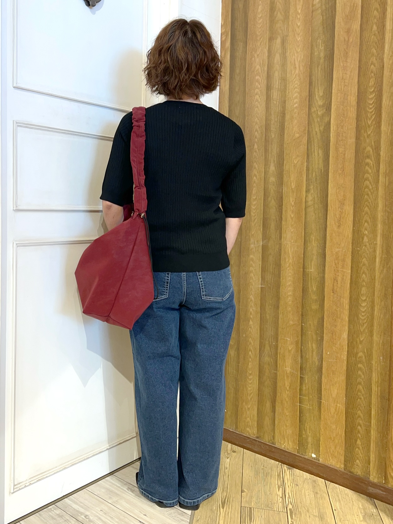 yuriyuriさんの「SHOO･LA･RUE｜【S-LL】抜け感ある着こなしに ヘンリーネック リブニット」を使ったコーディネート