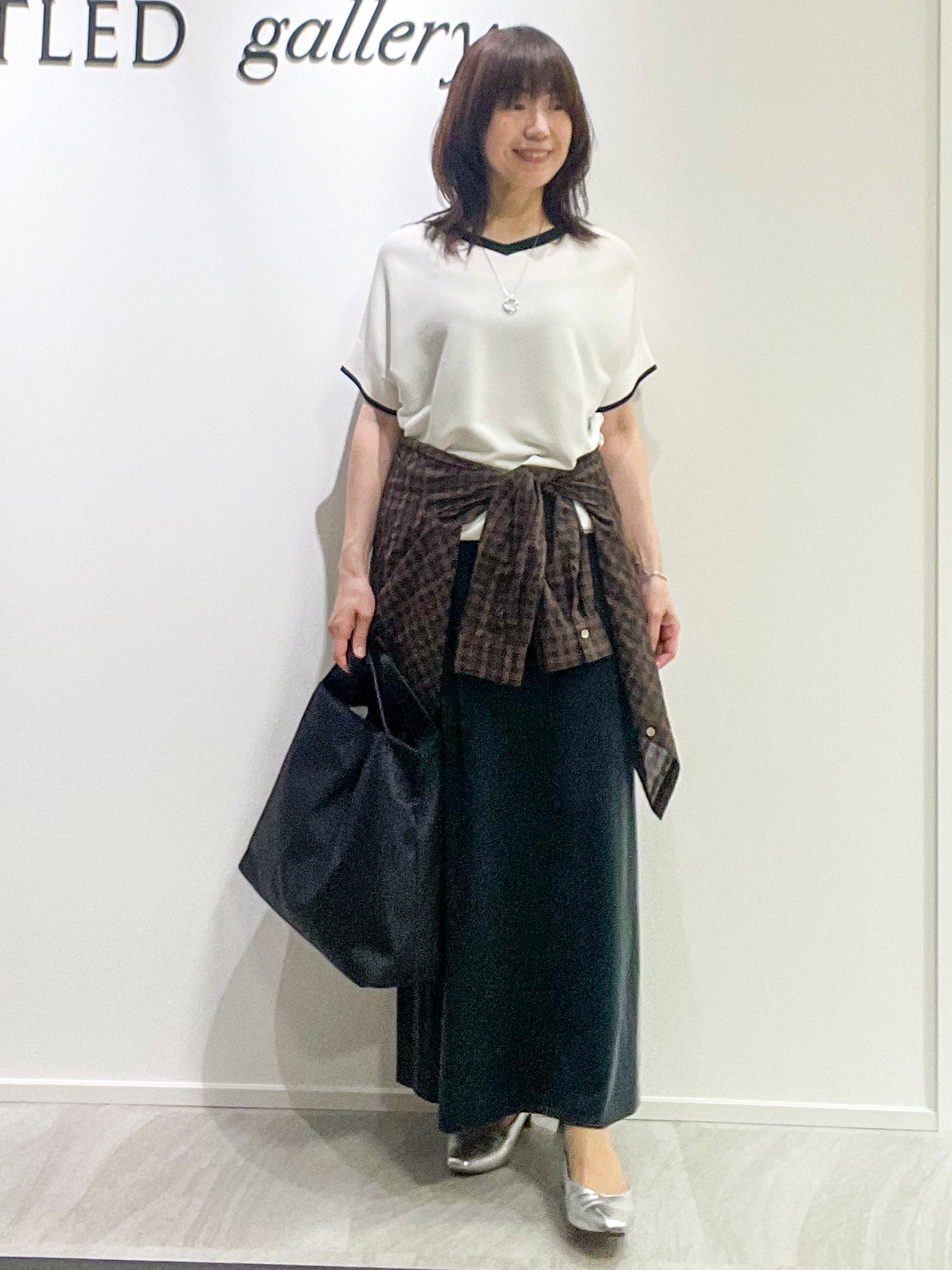 めいさんの「UNTITLED｜【11色展開/体型カバー】前後2WAYフレンチスリーブニット」を使ったコーディネート