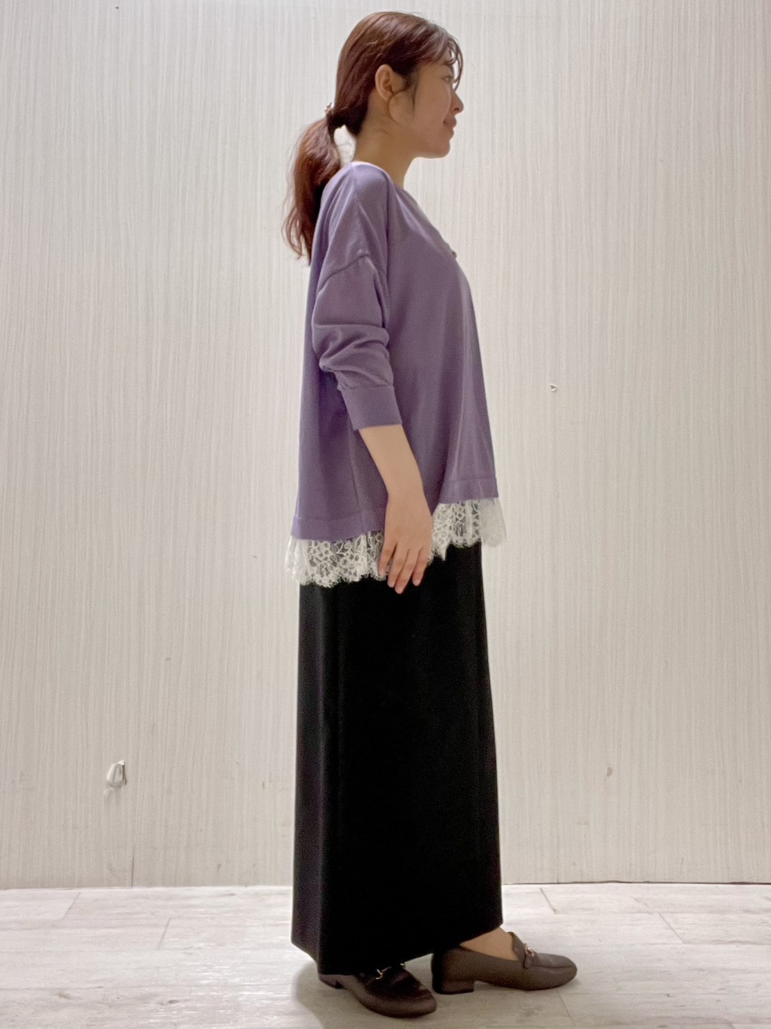 Mさんの「UNTITLED｜【一枚で着映え】レースドッキングニットプルオーバー」を使ったコーディネート