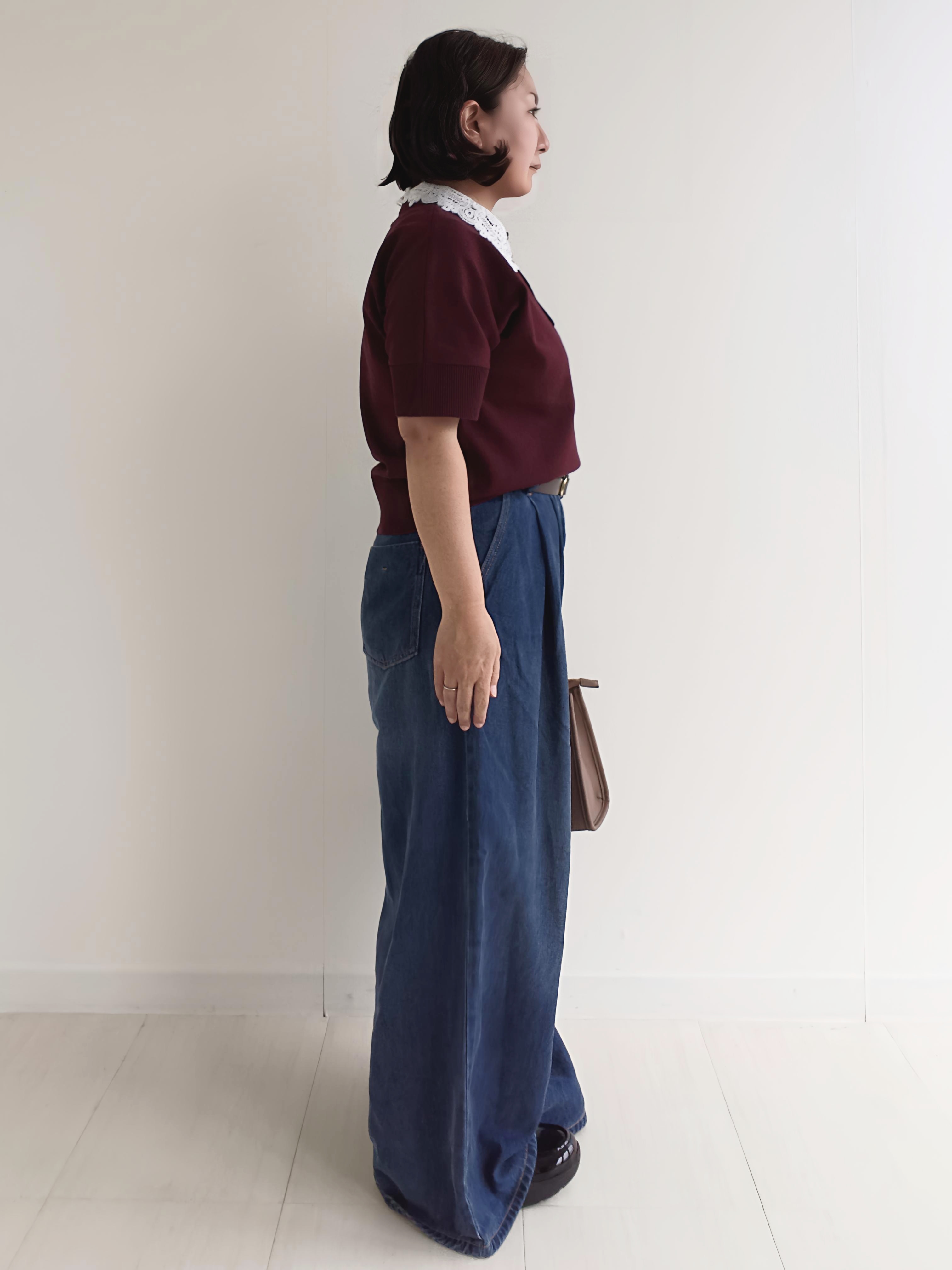 かなこさんの「OPAQUE.CLIP｜【森絵梨佳さん着用】2WAY衿ドッキングニット《洗濯機OK》」を使ったコーディネート