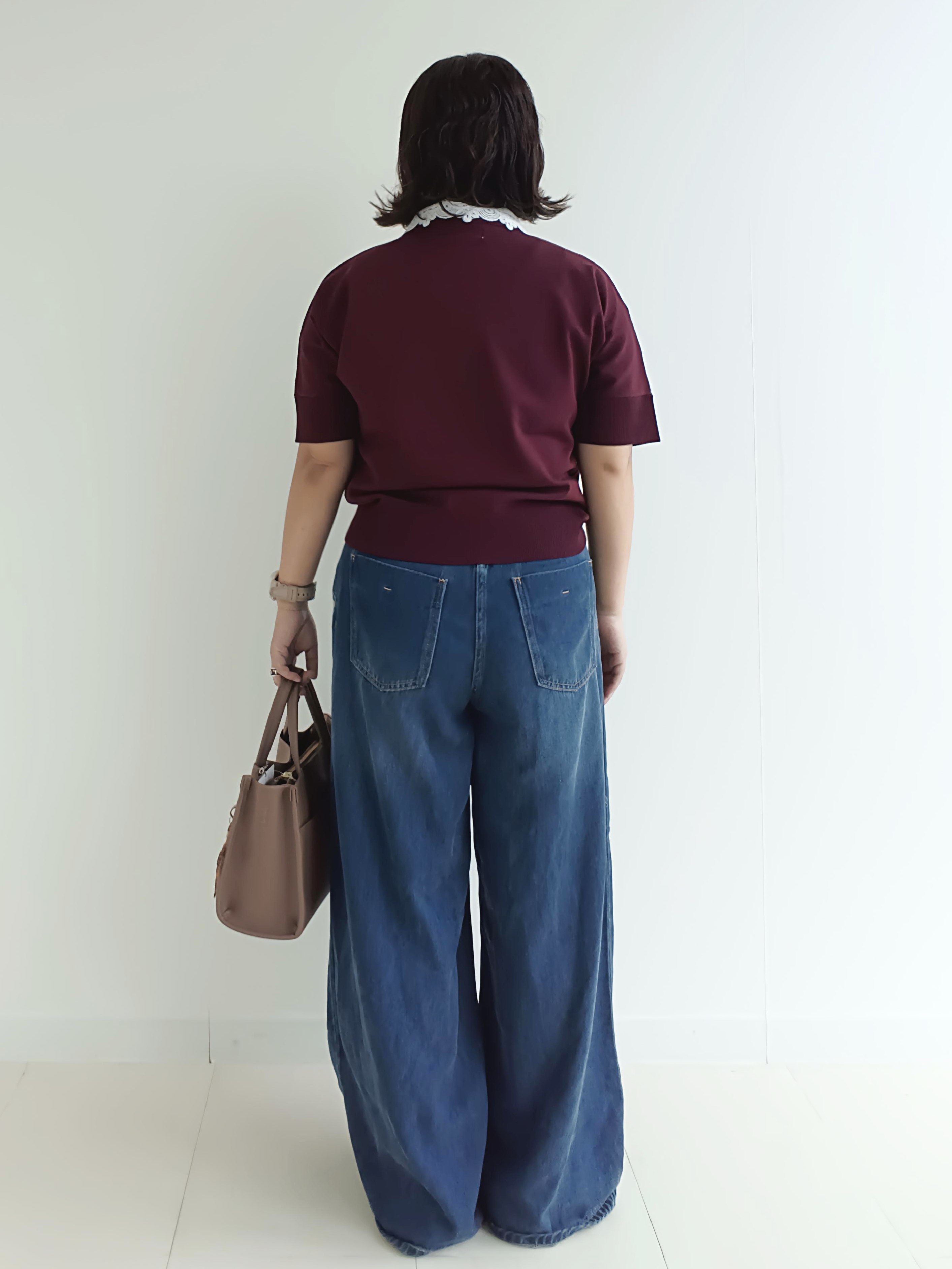 かなこさんの「OPAQUE.CLIP｜【森絵梨佳さん着用】2WAY衿ドッキングニット《洗濯機OK》」を使ったコーディネート