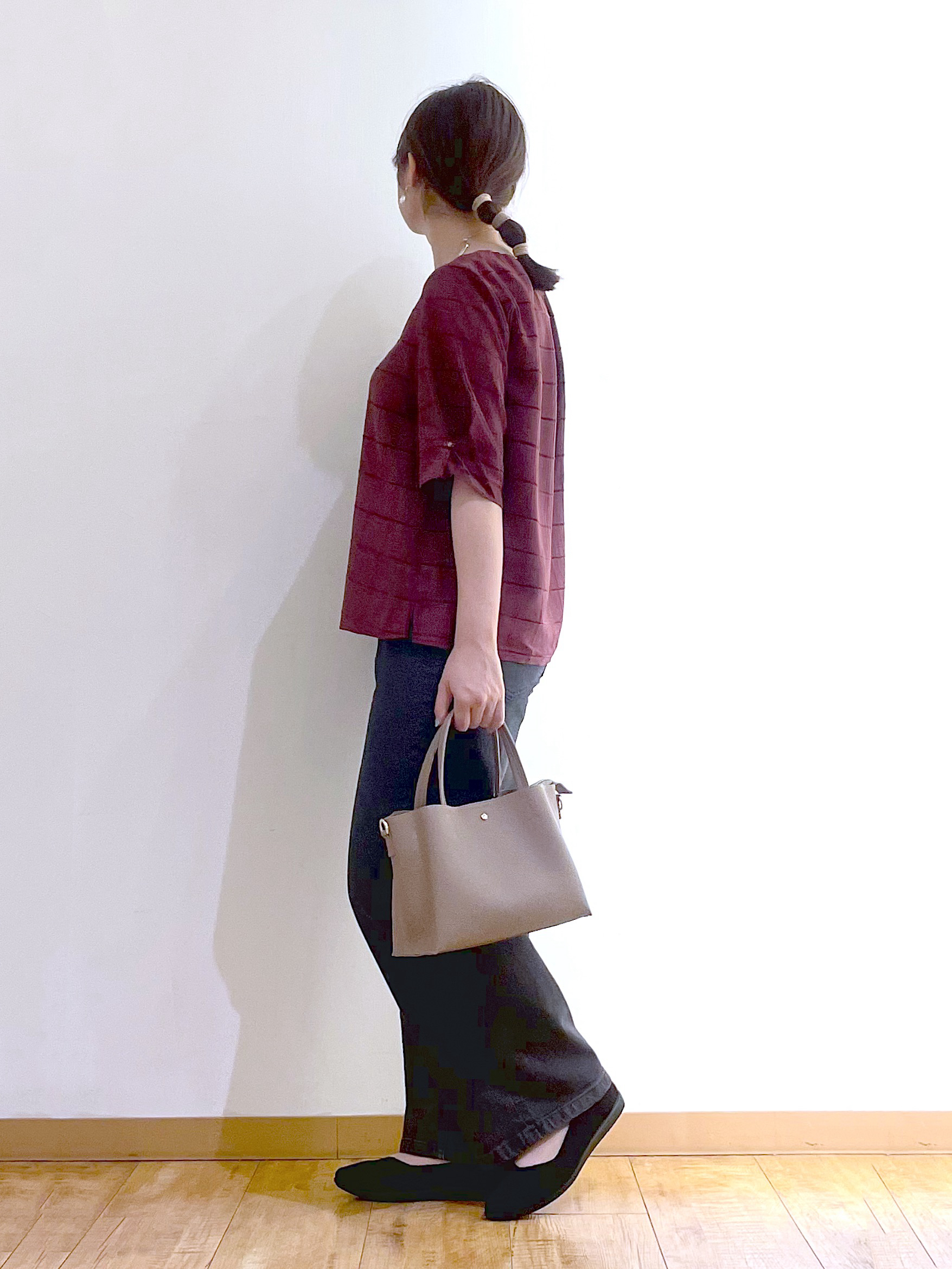 かのさんの「SHOO･LA･RUE｜【セットアップ可/S-LL】夏でも感じられる秋気分 モールチェックタックスリーブ ブラウス」を使ったコーディネート