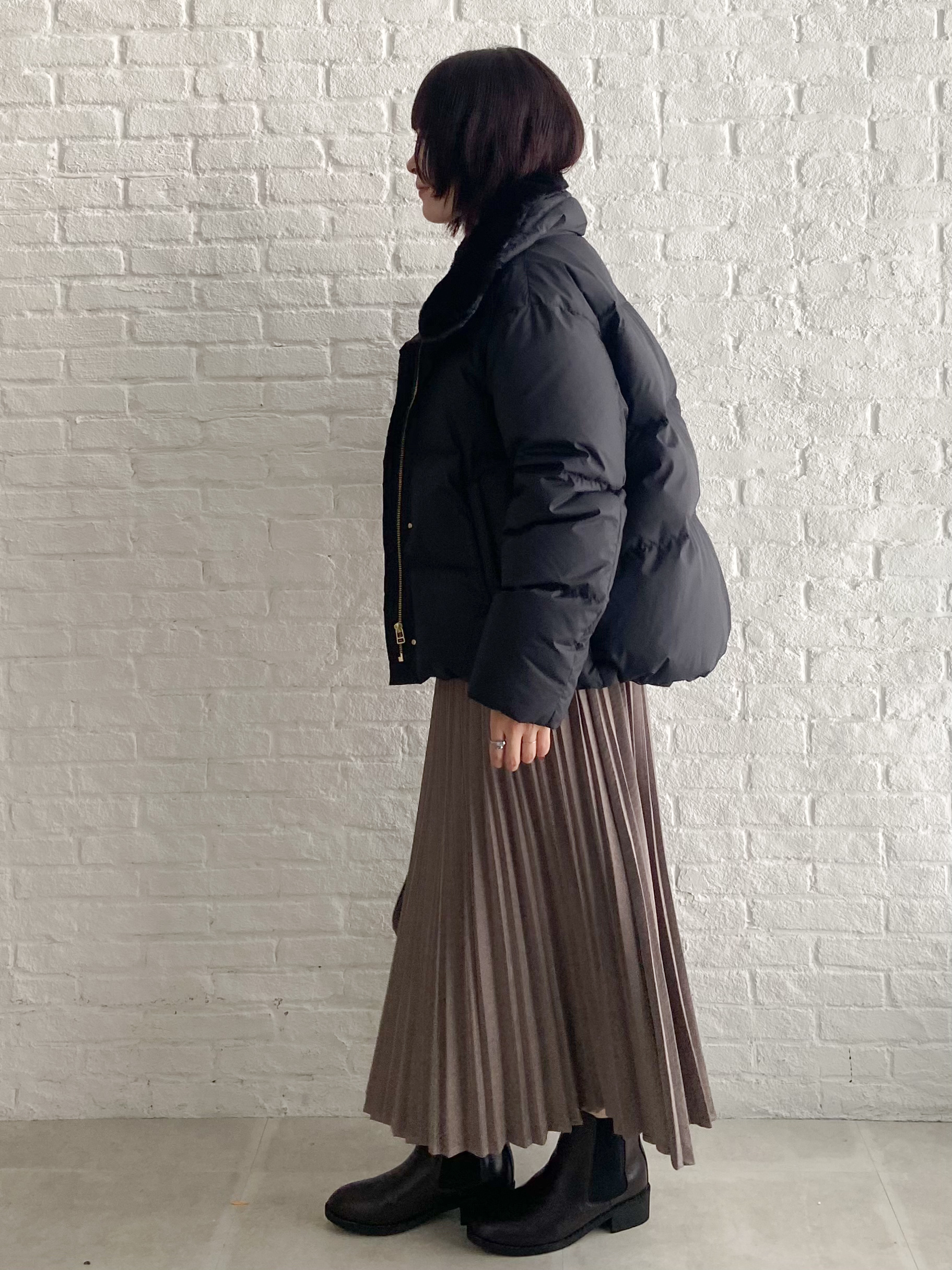 kimiさんの「OPAQUE.CLIP｜スウェードライクプリーツスカート【洗濯機OK】」を使ったコーディネート