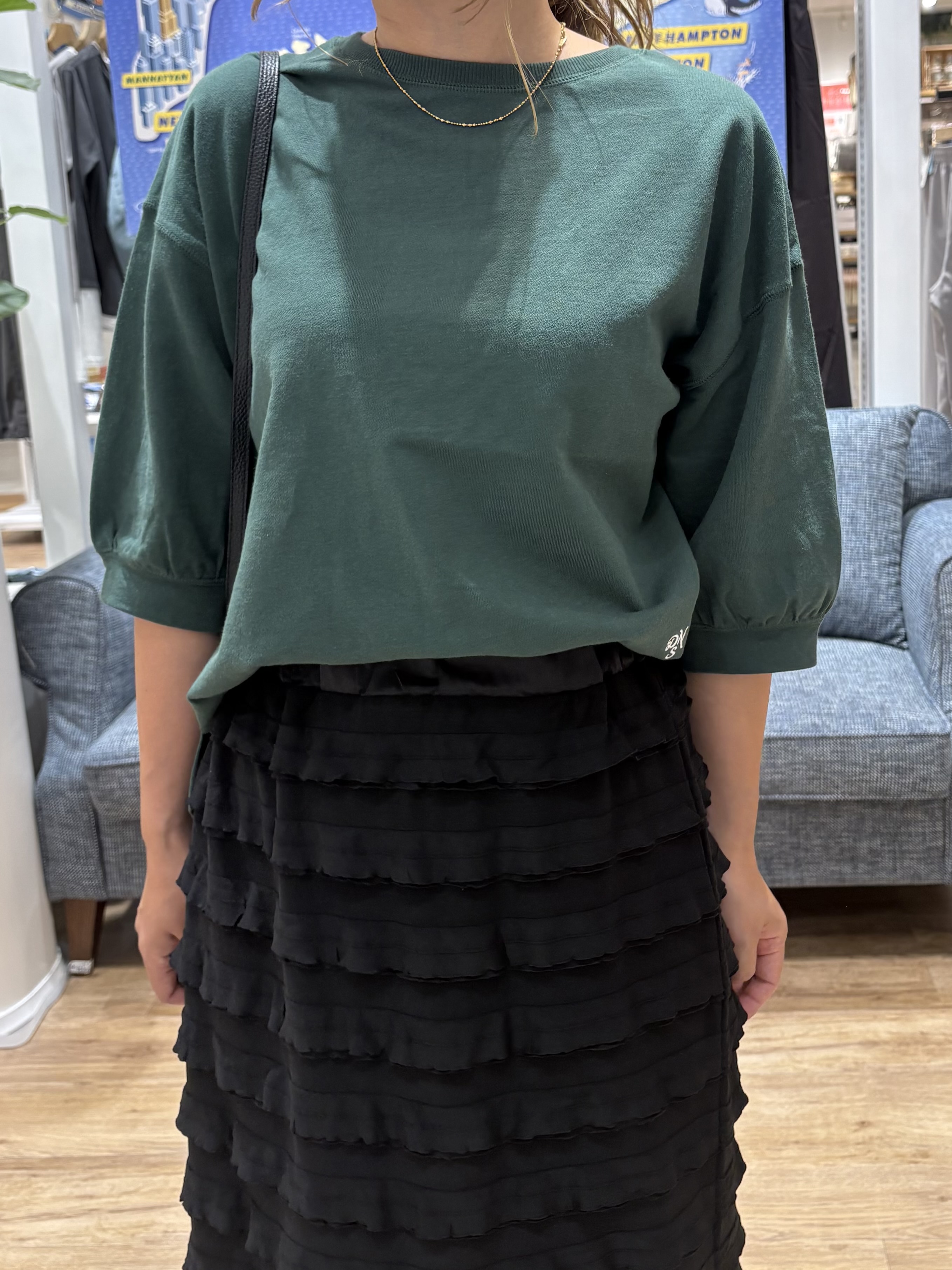 yuinaさんの「Dessin｜【高レビュー/洗える/XS-L】バックヘンリーミニ裏毛 5分袖」を使ったコーディネート