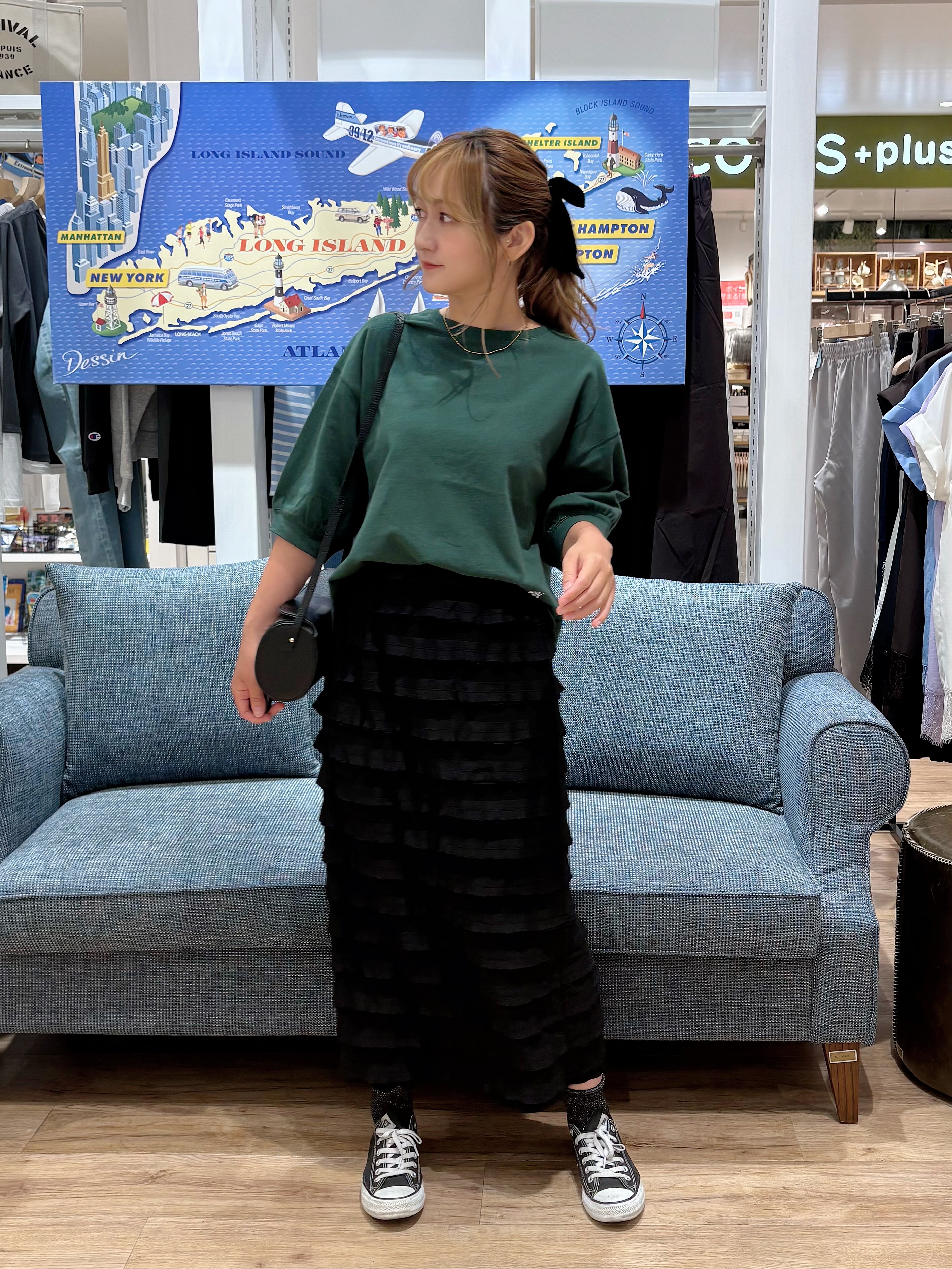 yuinaさんの「Dessin｜【高レビュー/洗える/XS-L】バックヘンリーミニ裏毛 5分袖」を使ったコーディネート