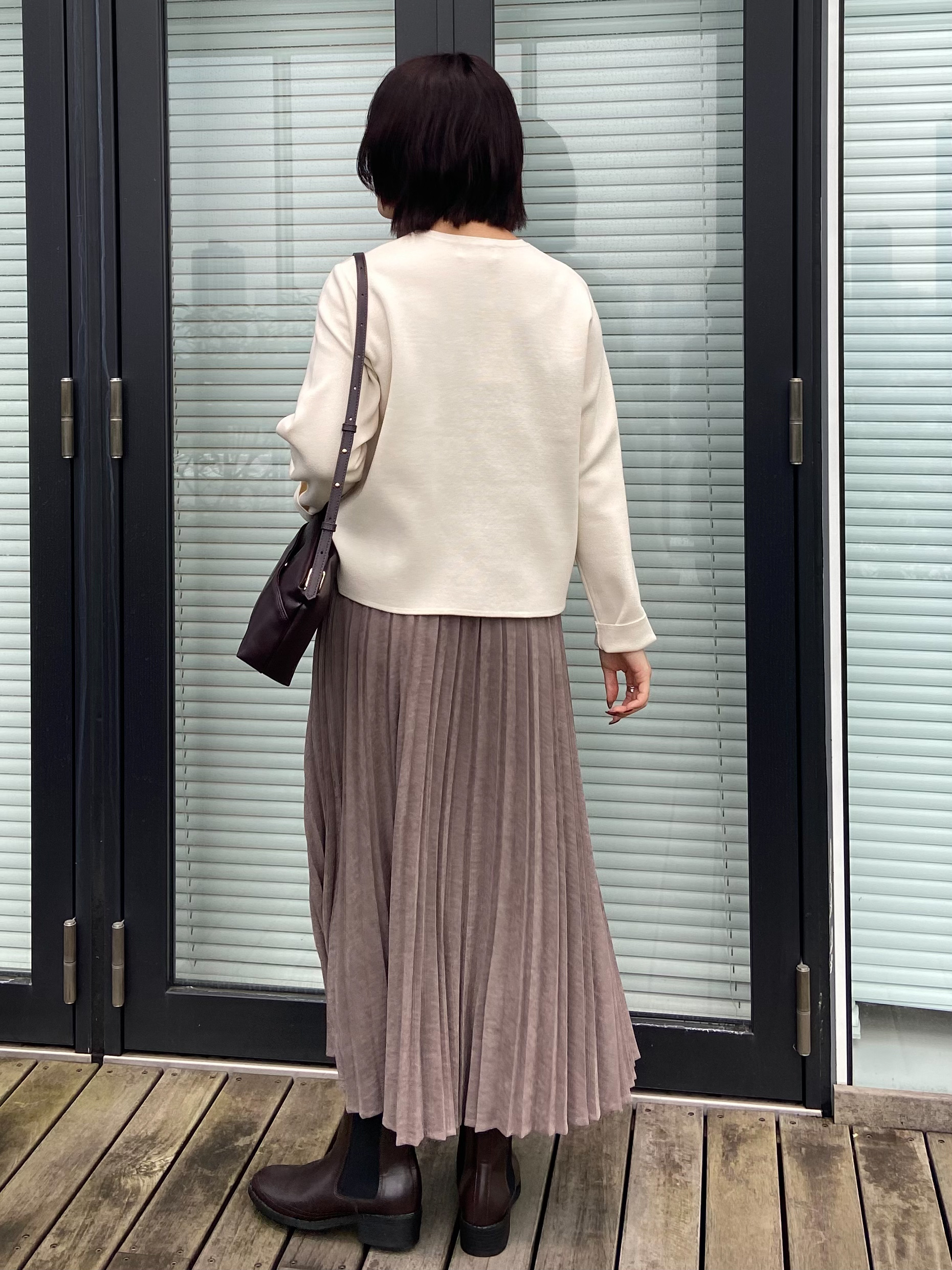 kimiさんの「OPAQUE.CLIP｜スウェードライクプリーツスカート【洗濯機OK】」を使ったコーディネート