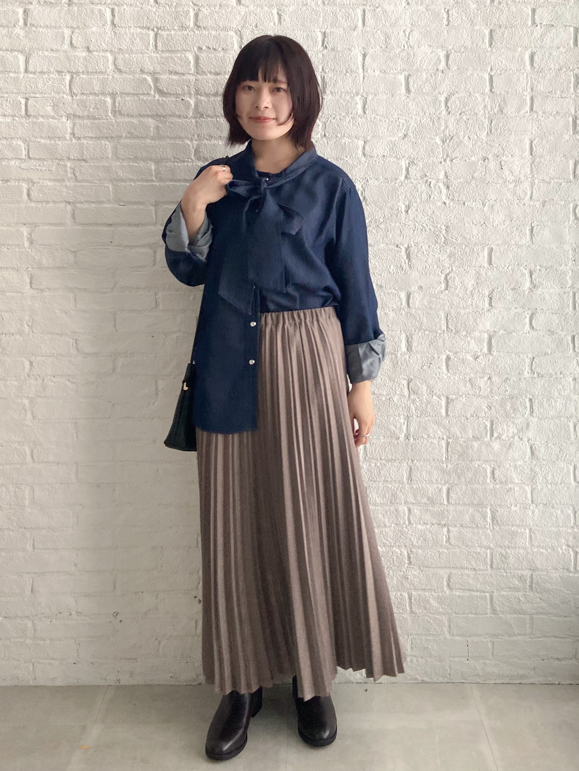 kimiさんの「OPAQUE.CLIP｜デニムボウタイブラウス【洗濯機OK】」を使ったコーディネート