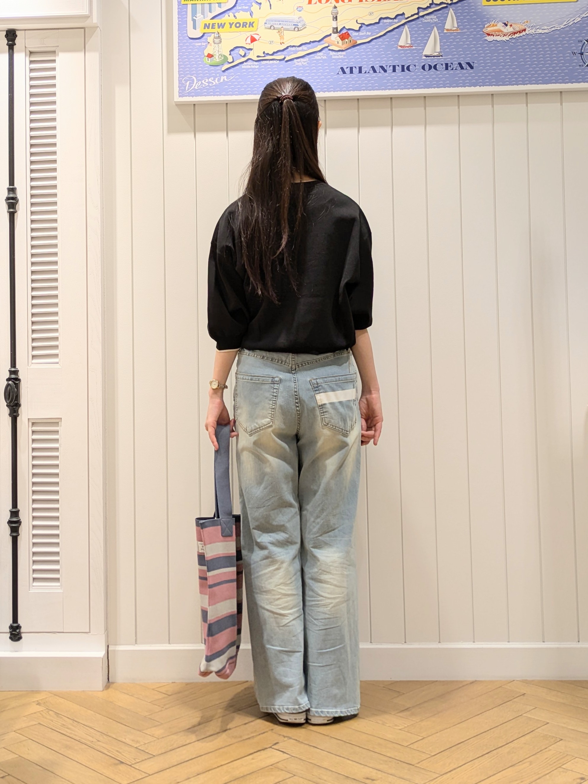 冨澤麻里さんの「Dessin｜【UVカット/洗濯機OK】6分袖配色ニット」を使ったコーディネート