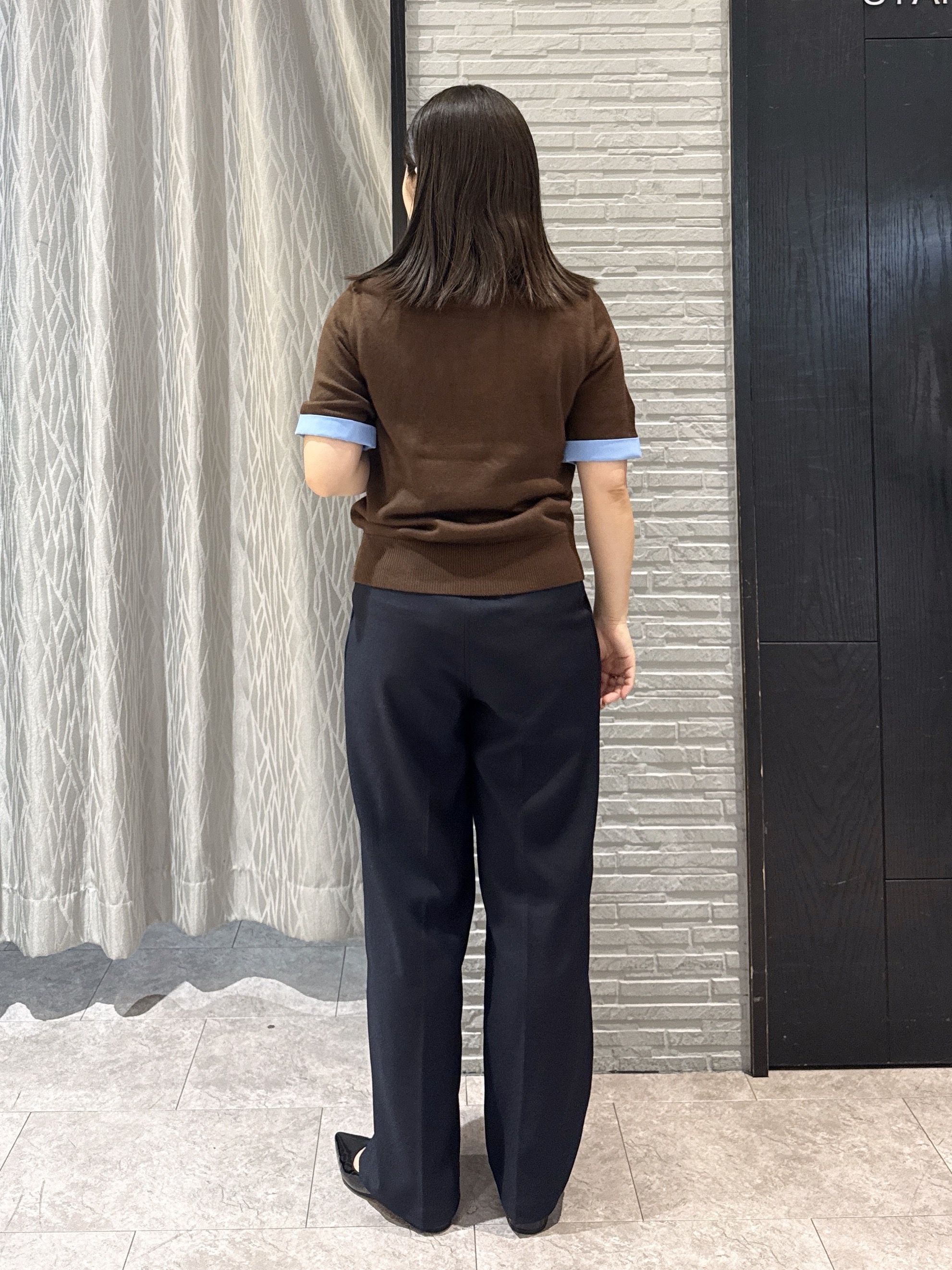 chさんの「THE SHOP TK｜POLO BCS/アーガイル5分袖ニット」を使ったコーディネート
