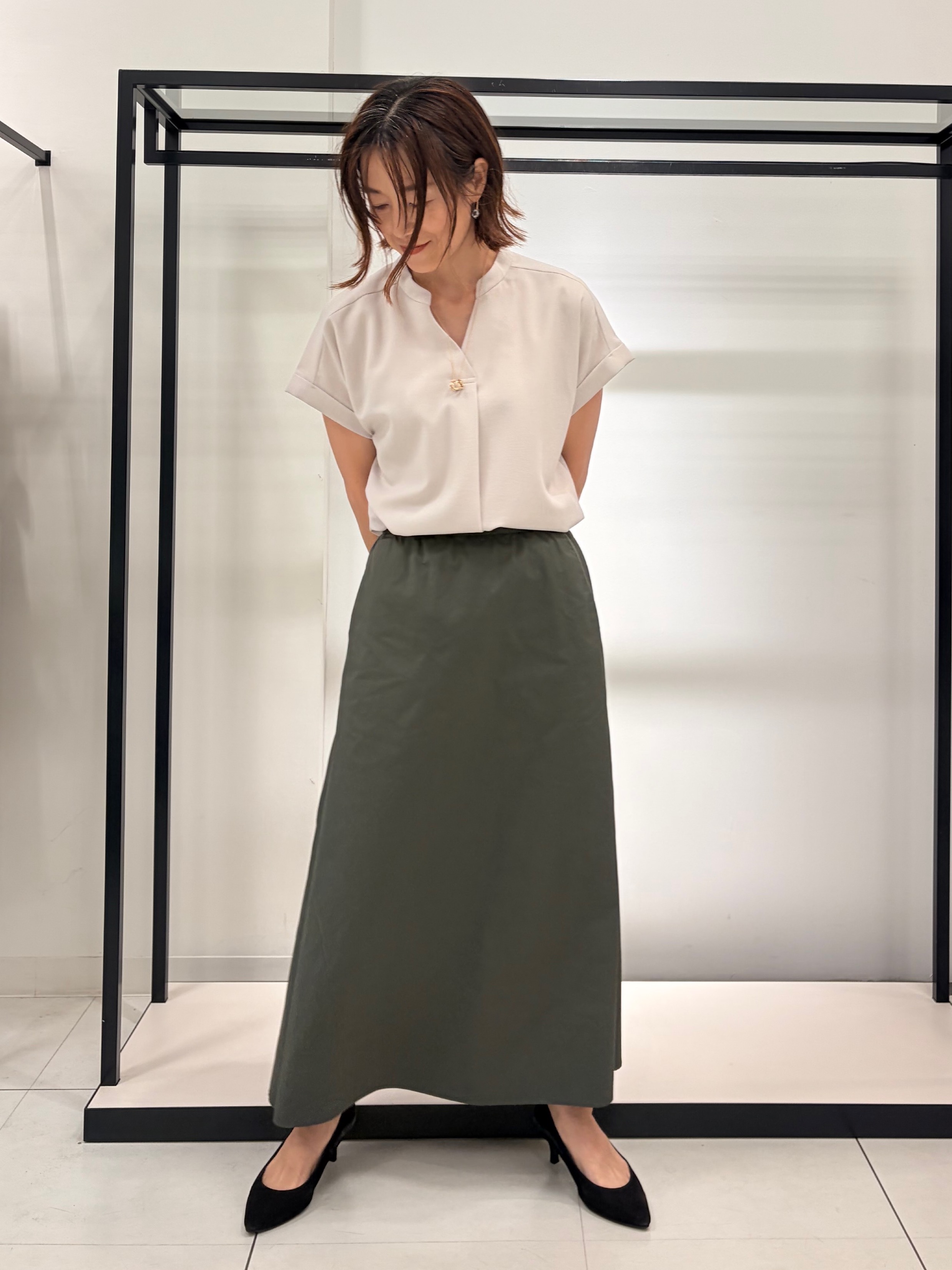 Mikiさんの「UNTITLED｜【セットアップ可/UVカット】エアリークールブラウス」を使ったコーディネート