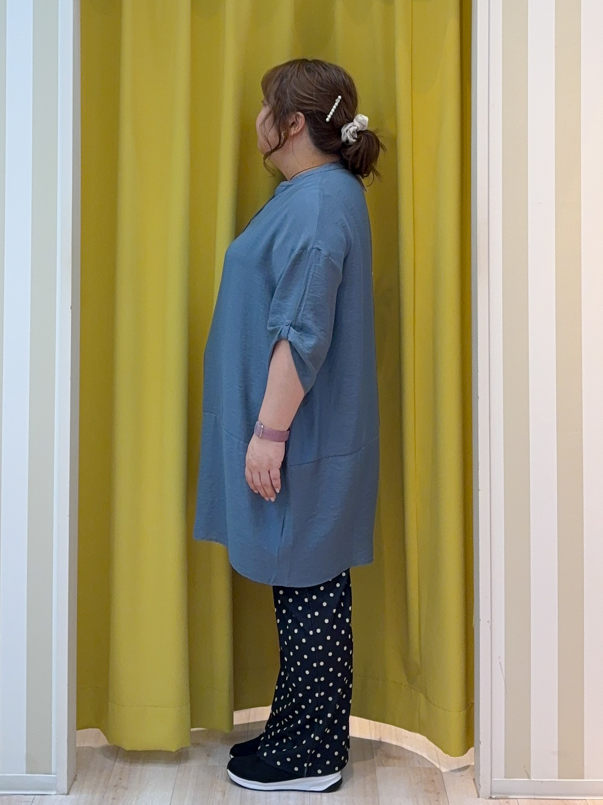 kotoさんさんの「SHOO･LA･RUE｜【ひんやり/S-LL/洗濯後しわになりにくい】体型カバーにも ゆるっとリラックス 7分袖チュニック」を使ったコーディネート