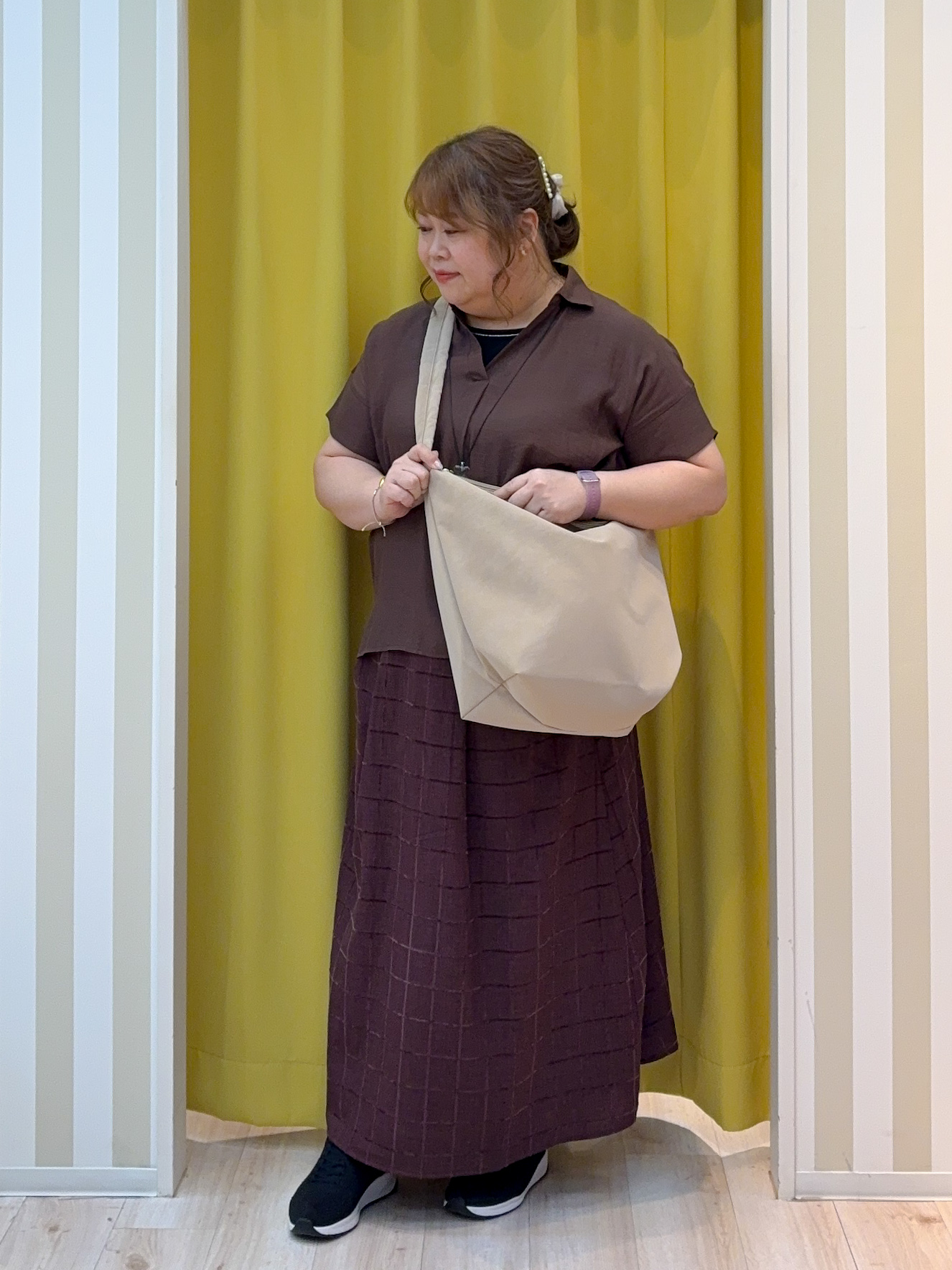 kotoさんさんの「SHOO･LA･RUE｜【2点セット/S-LL/洗濯機可】時短でコーデ決まる スラブスキッパーシャツ＋タンクトップ」を使ったコーディネート