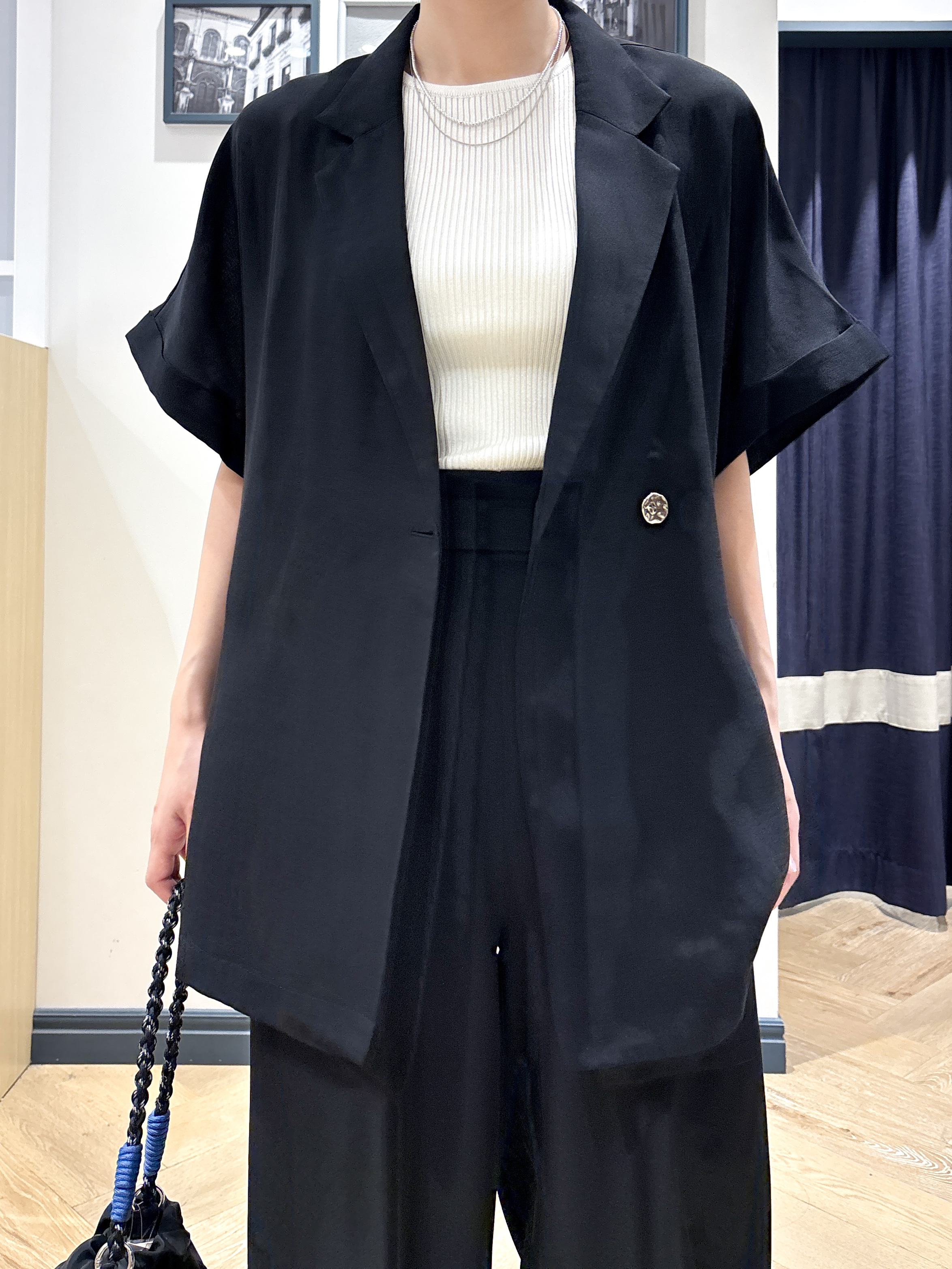 ayakaさんの「grove｜【洗濯機OK・ひんやり/SETUP可】シワになりにくいハーフスリーブジャケット」を使ったコーディネート