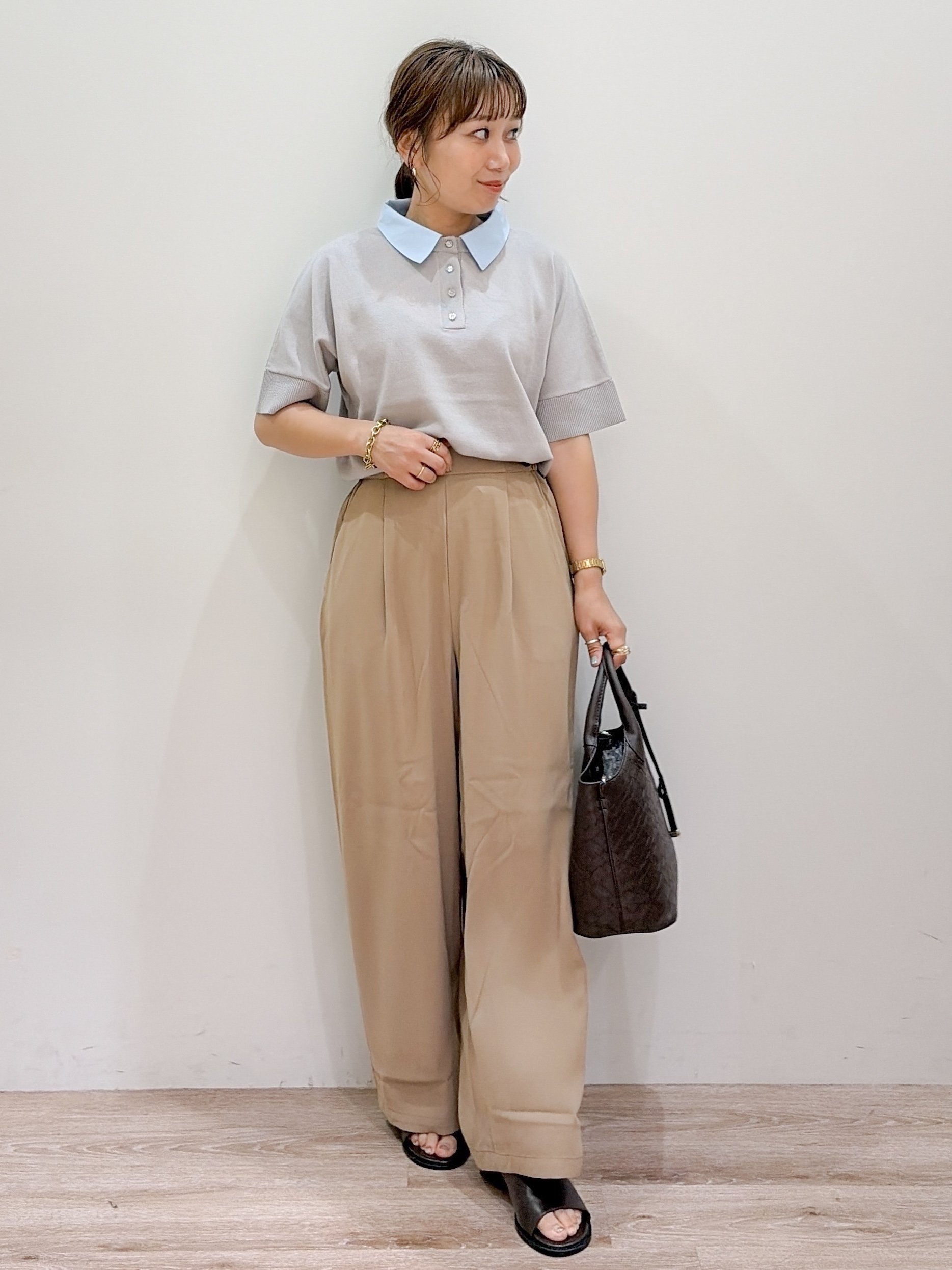risayanさんの「OPAQUE.CLIP｜【森絵梨佳さん着用】2WAY衿ドッキングニット《洗濯機OK》」を使ったコーディネート