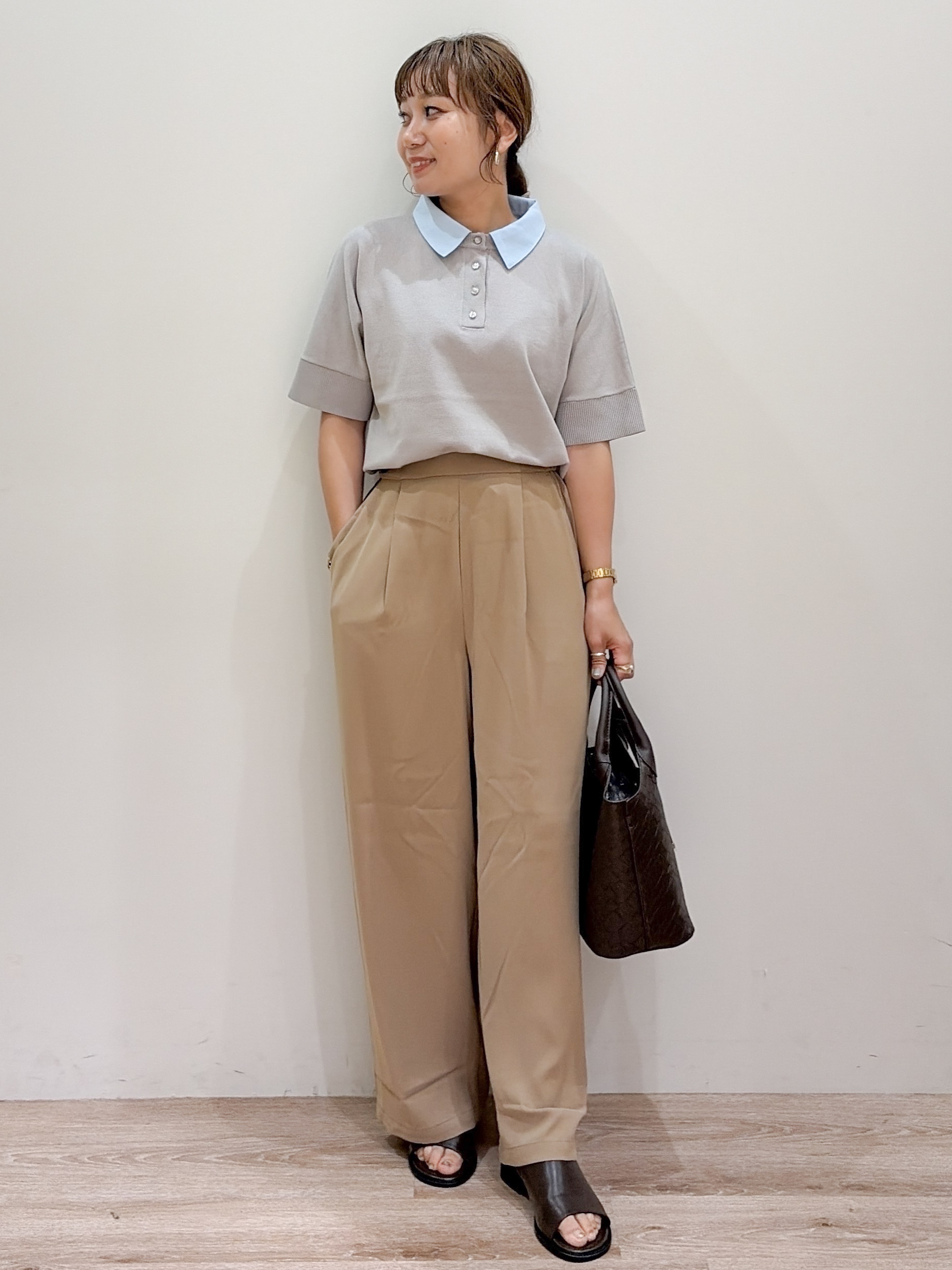 risayanさんの「OPAQUE.CLIP｜【森絵梨佳さん着用】2WAY衿ドッキングニット《洗濯機OK》」を使ったコーディネート