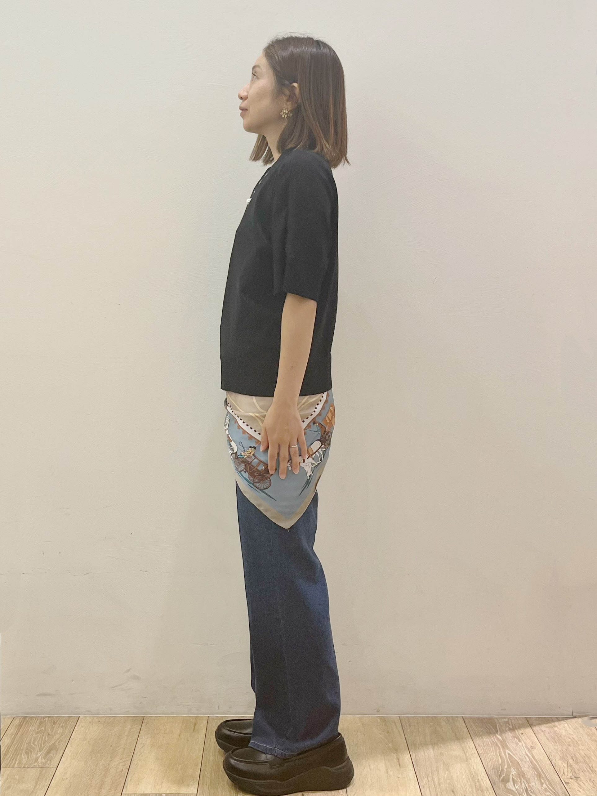 kcさんの「OPAQUE.CLIP｜【森絵梨佳さん着用】2WAY衿ドッキングニット《洗濯機OK》」を使ったコーディネート