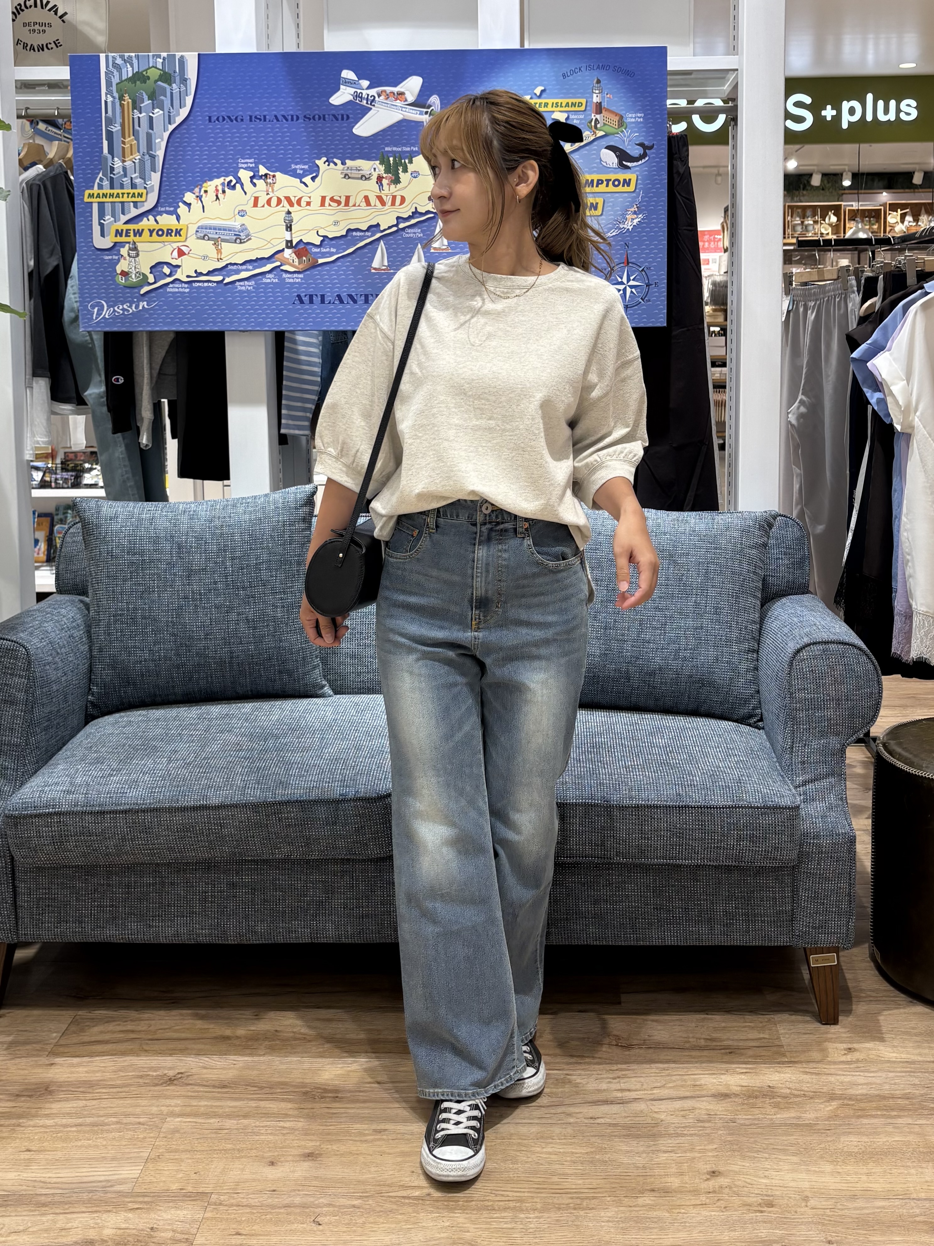 yuinaさんの「Dessin｜【高レビュー/洗える/XS-L】バックヘンリーミニ裏毛 5分袖」を使ったコーディネート