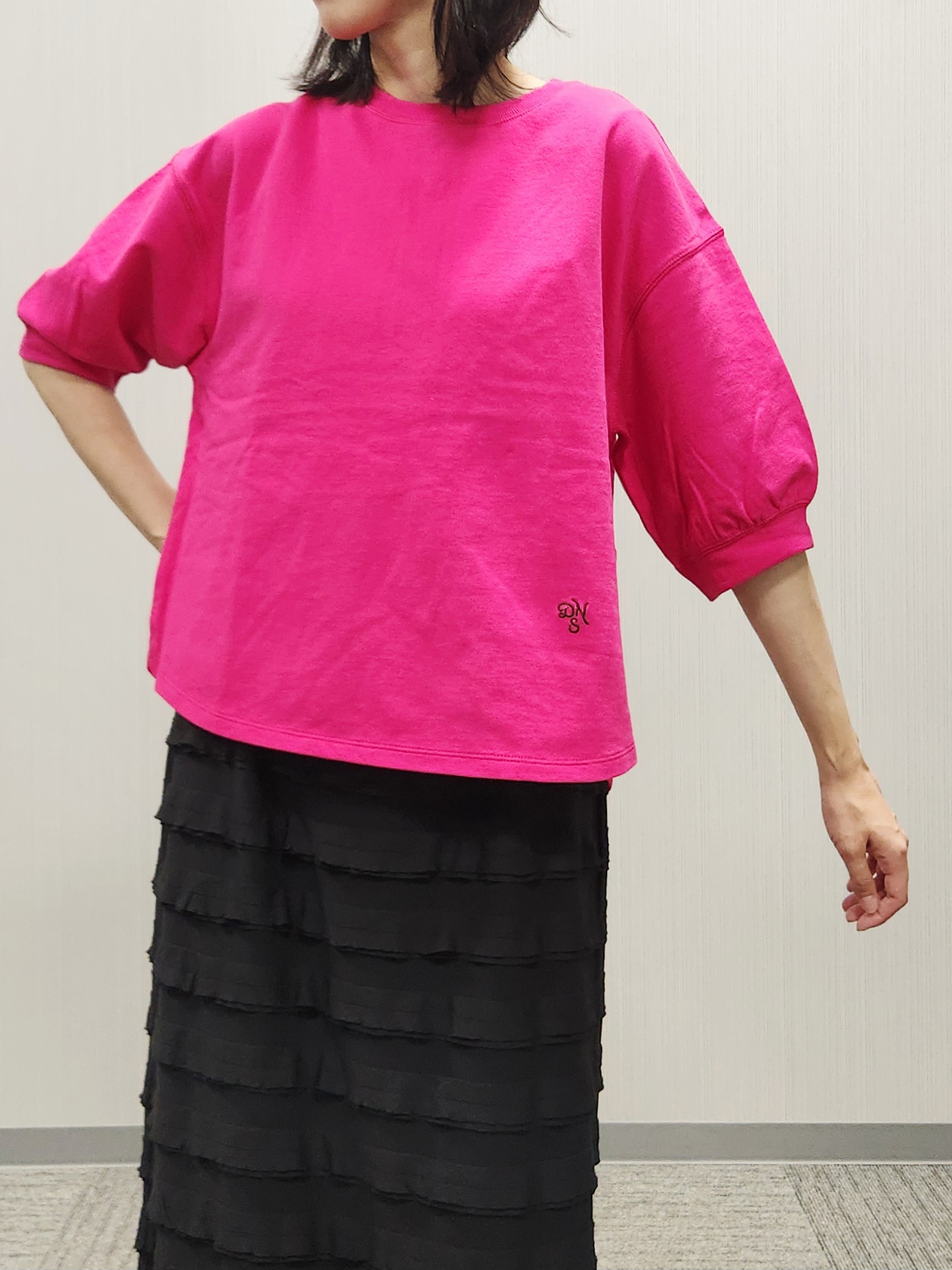 naraさんの「Dessin｜【高レビュー/洗える/XS-L】バックヘンリーミニ裏毛 5分袖」を使ったコーディネート