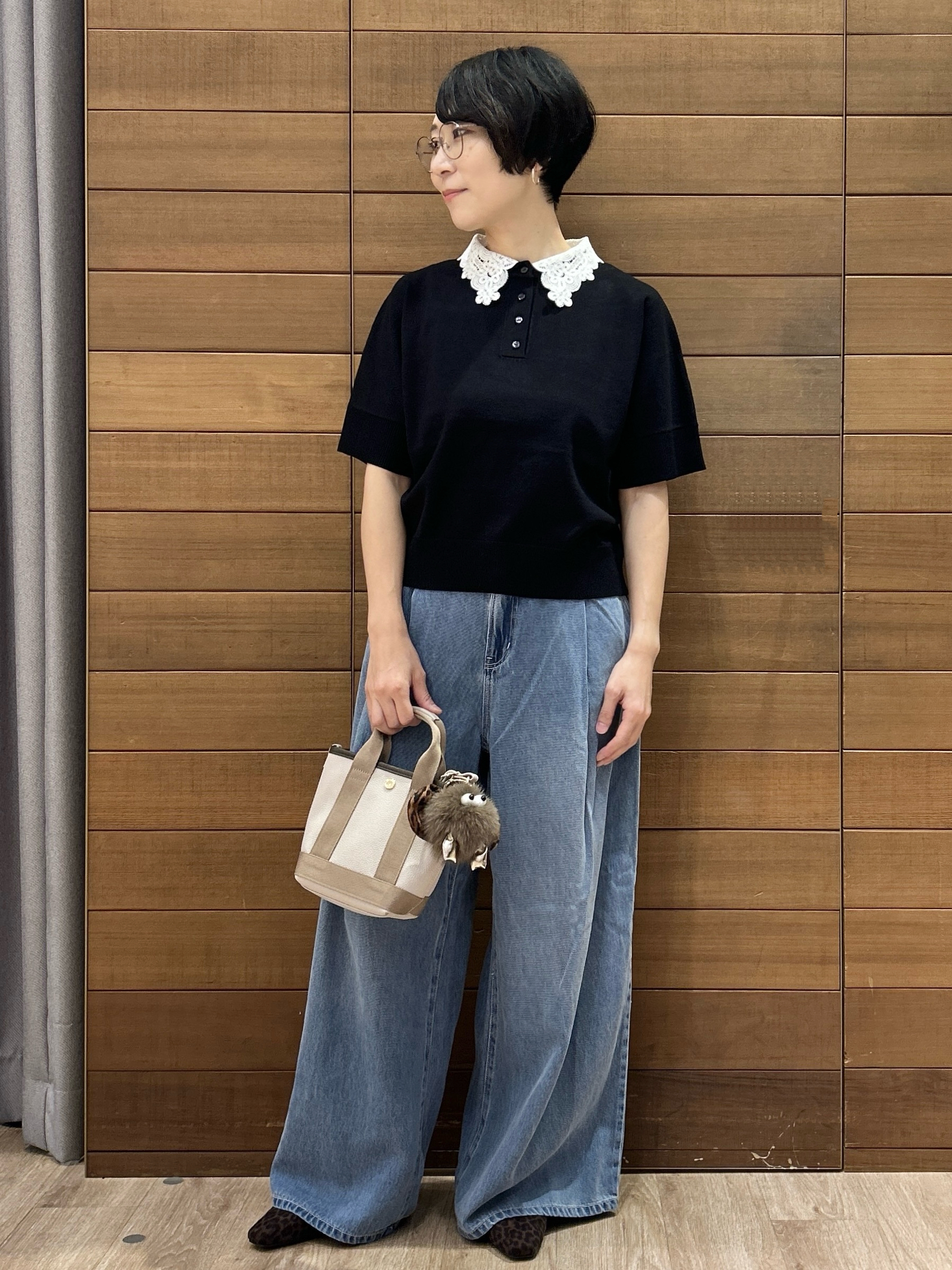 ゆうあさんの「OPAQUE.CLIP｜【森絵梨佳さん着用】2WAY衿ドッキングニット《洗濯機OK》」を使ったコーディネート