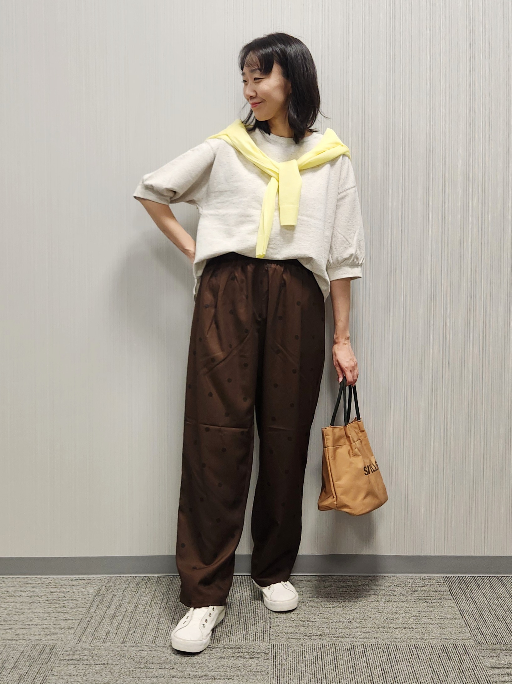 naraさんの「Dessin｜【高レビュー/洗える/XS-L】バックヘンリーミニ裏毛 5分袖」を使ったコーディネート