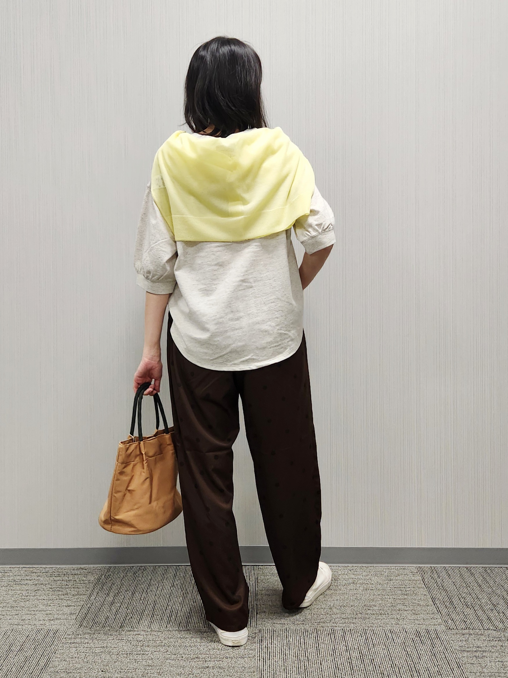 naraさんの「Dessin｜【高レビュー/洗える/XS-L】バックヘンリーミニ裏毛 5分袖」を使ったコーディネート