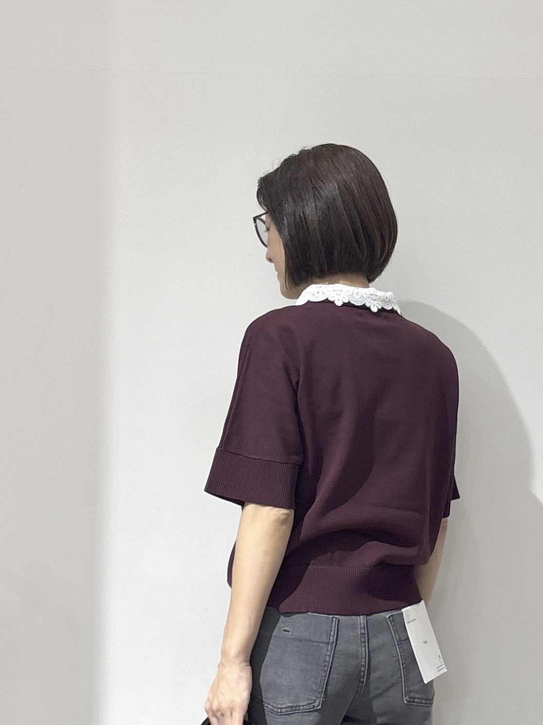 NAKAさんの「OPAQUE.CLIP｜【森絵梨佳さん着用】2WAY衿ドッキングニット《洗濯機OK》」を使ったコーディネート