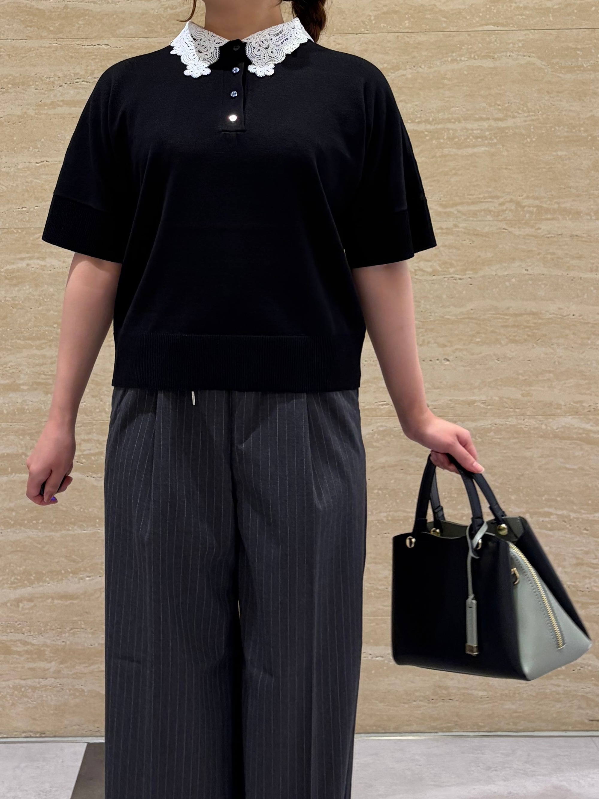 yiさんの「OPAQUE.CLIP｜2WAY衿ドッキングニット《洗濯機OK》」を使ったコーディネート