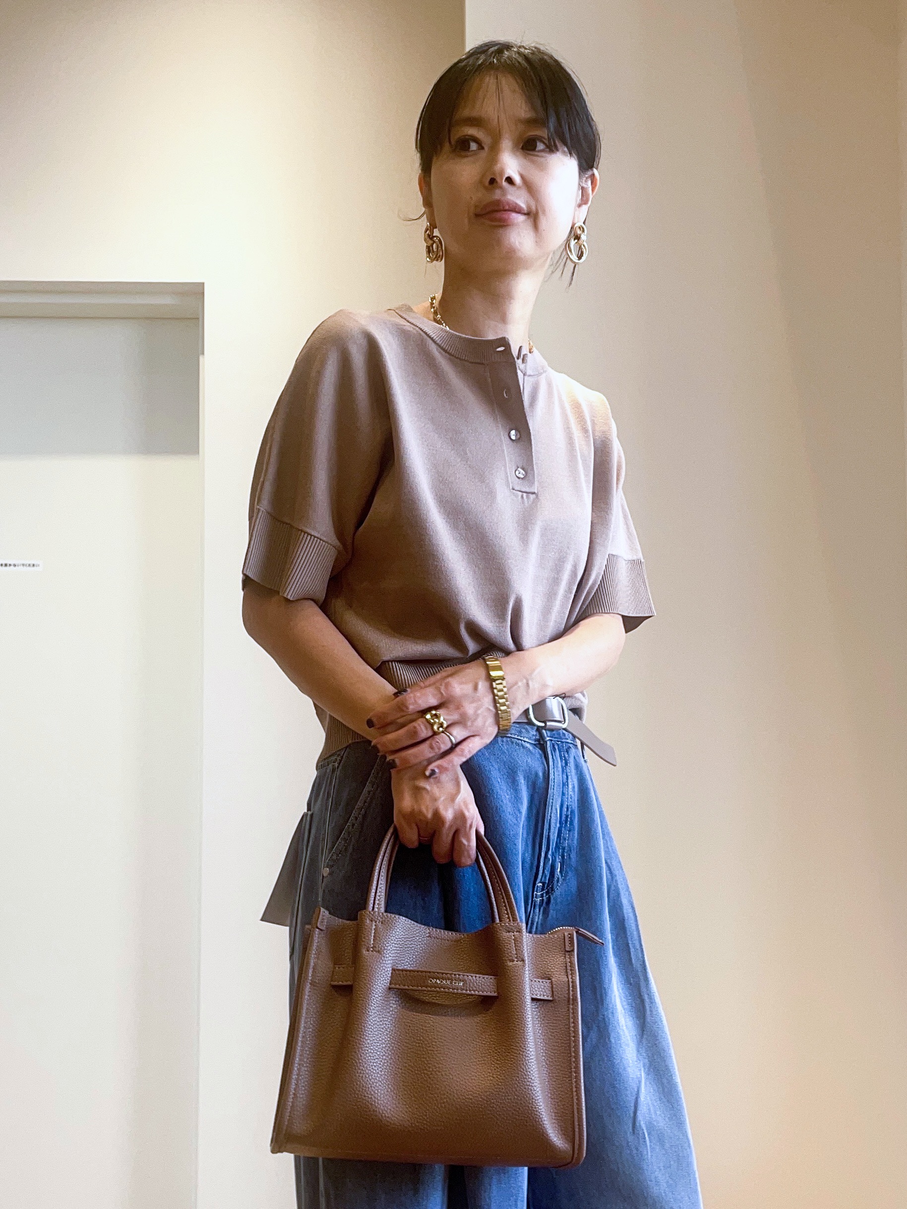 あいさんの「OPAQUE.CLIP｜【森絵梨佳さん着用】2WAY衿ドッキングニット《洗濯機OK》」を使ったコーディネート