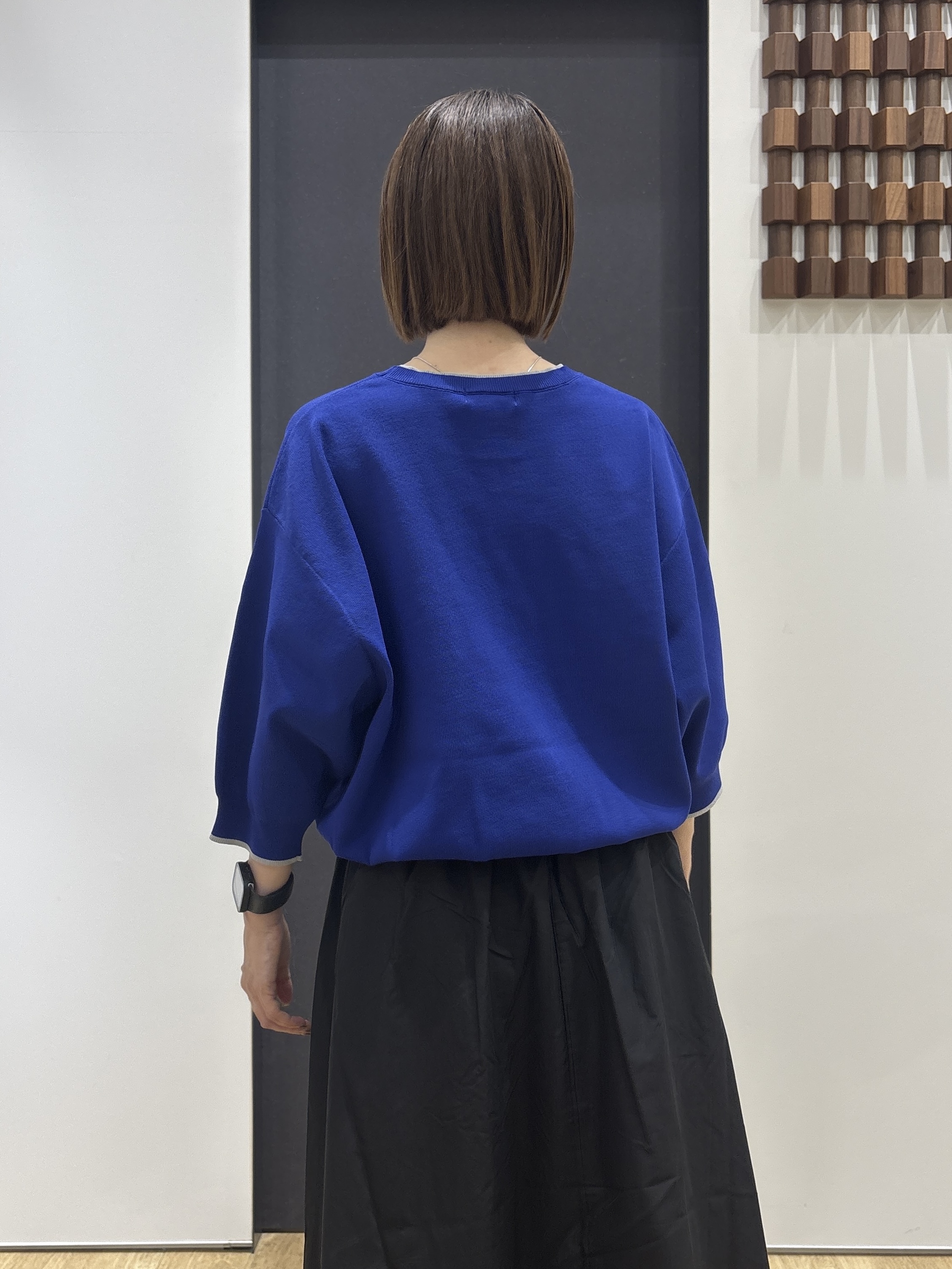 risaさんの「Dessin｜【高レビュー/UVカット/洗濯機OK】6分袖配色ニット」を使ったコーディネート
