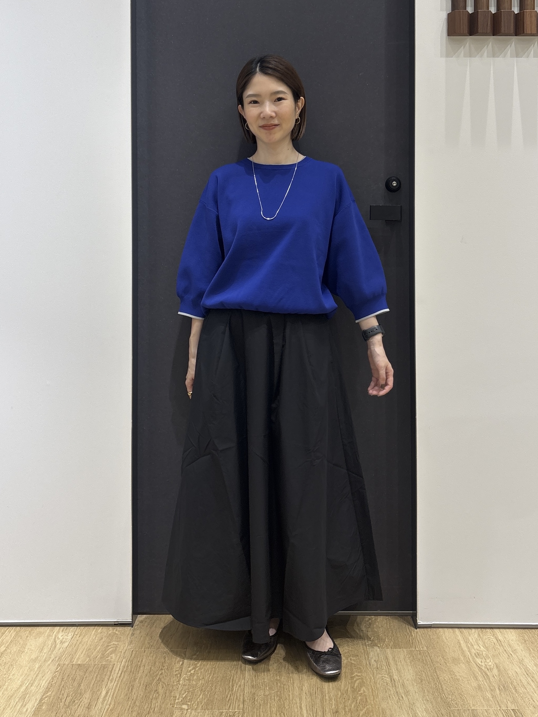 risaさんの「Dessin｜【高レビュー/UVカット/洗濯機OK】6分袖配色ニット」を使ったコーディネート