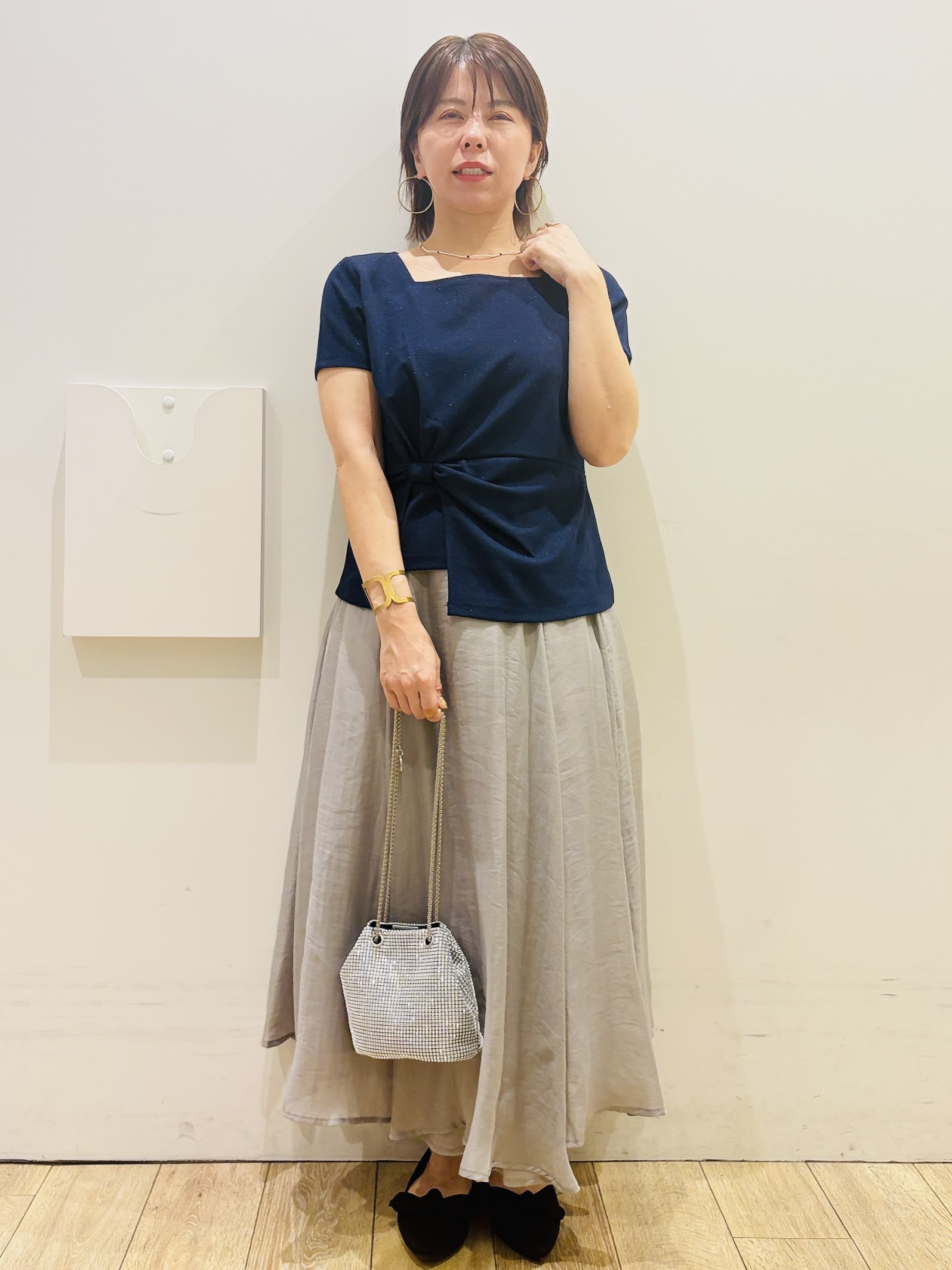 YUKOさんの「index｜【接触冷感／UVケア】スクエアネックリボントップス《洗濯機OK》」を使ったコーディネート