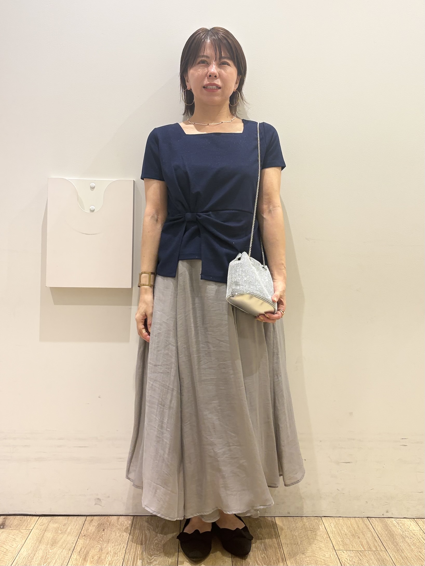 YUKOさんの「index｜【接触冷感／UVケア】スクエアネックリボントップス《洗濯機OK》」を使ったコーディネート