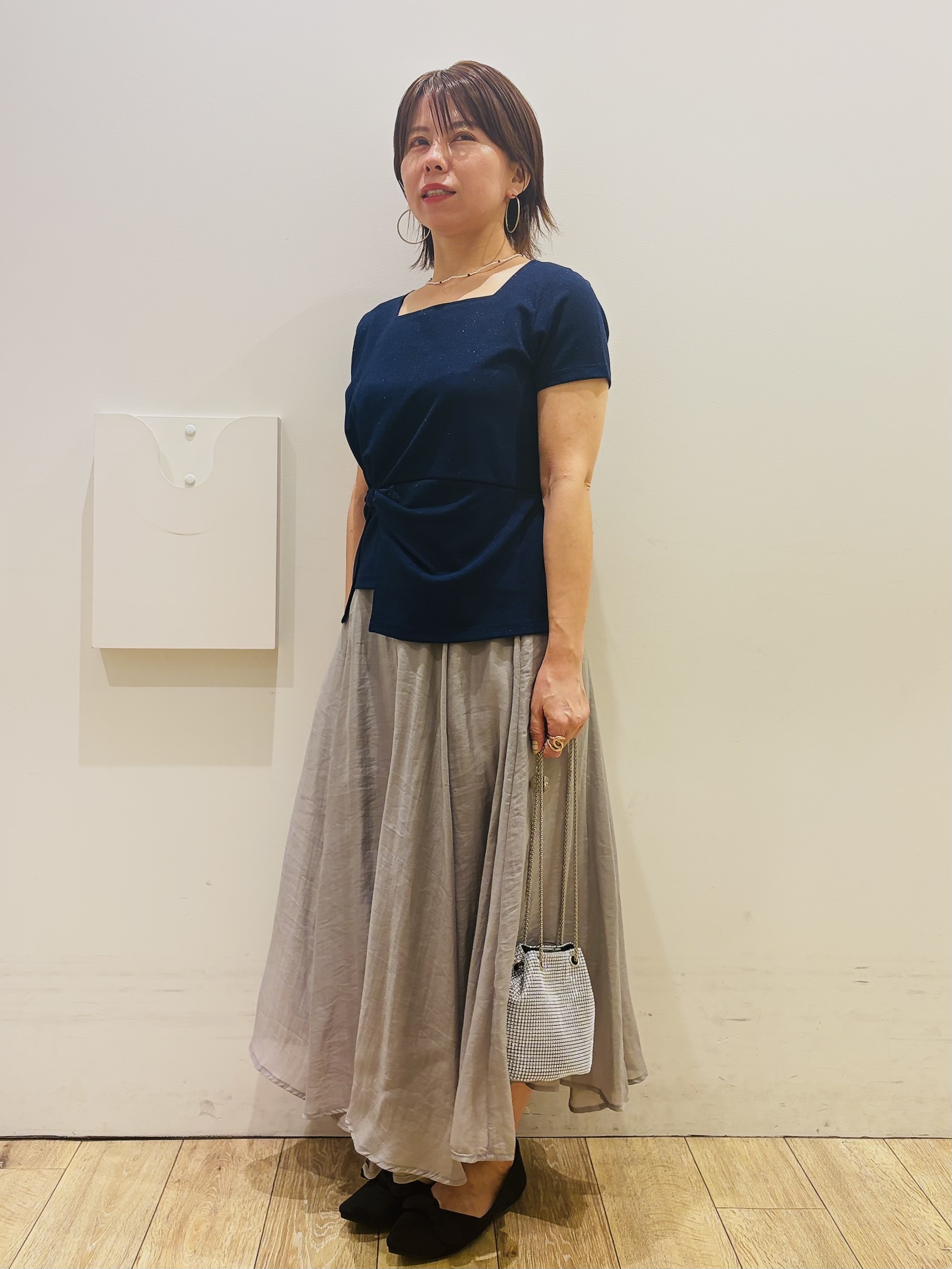 YUKOさんの「index｜【接触冷感／UVケア】スクエアネックリボントップス《洗濯機OK》」を使ったコーディネート